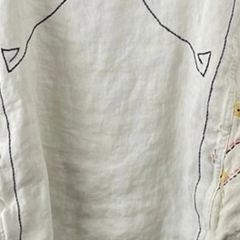 Joshua Michael Women's Beige Collared Sleeveless Embroidered Blouse Top Size S - Image 2