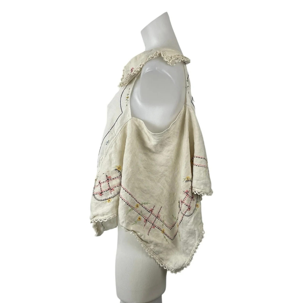 Joshua Michael Women's Beige Collared Sleeveless Embroidered Blouse Top Size S - Image 3