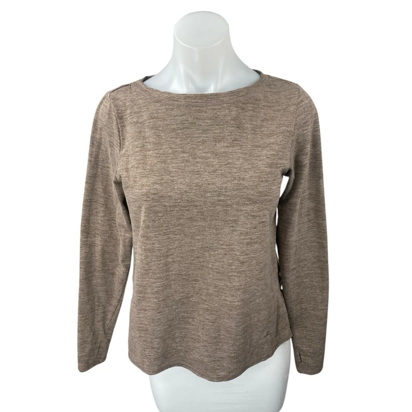 Joy Lab Women's Brown Long Sleeve Thumb Holes Activewear Tee T-Shirt Top Size XS