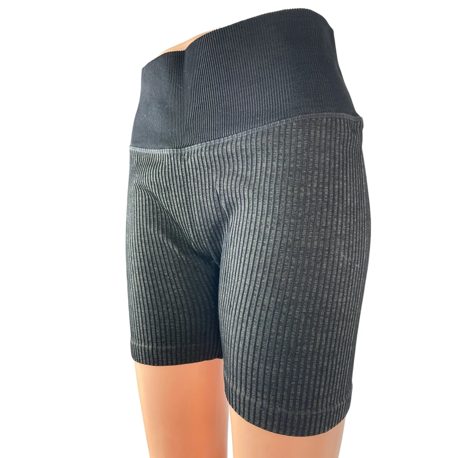 JoyLab Women's Black Ribbed High Rise Yoga Athletic Activewear Biker Shorts L/XL - Image 2