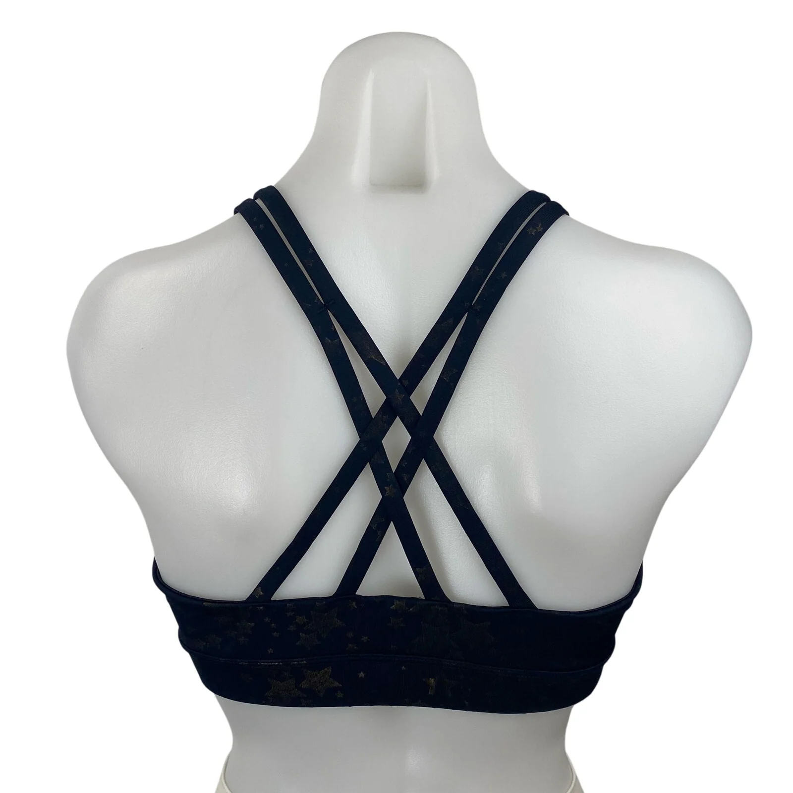 JoyLab Womens Navy Blue Starry Stars Strappy Yoga Athletic Sports Bra Crop Top L - Image 2