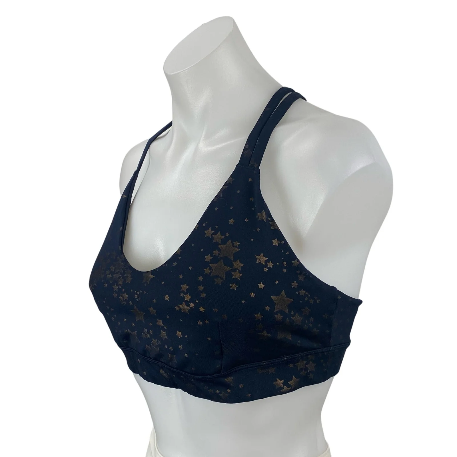 JoyLab Womens Navy Blue Starry Stars Strappy Yoga Athletic Sports Bra Crop Top L - Image 4