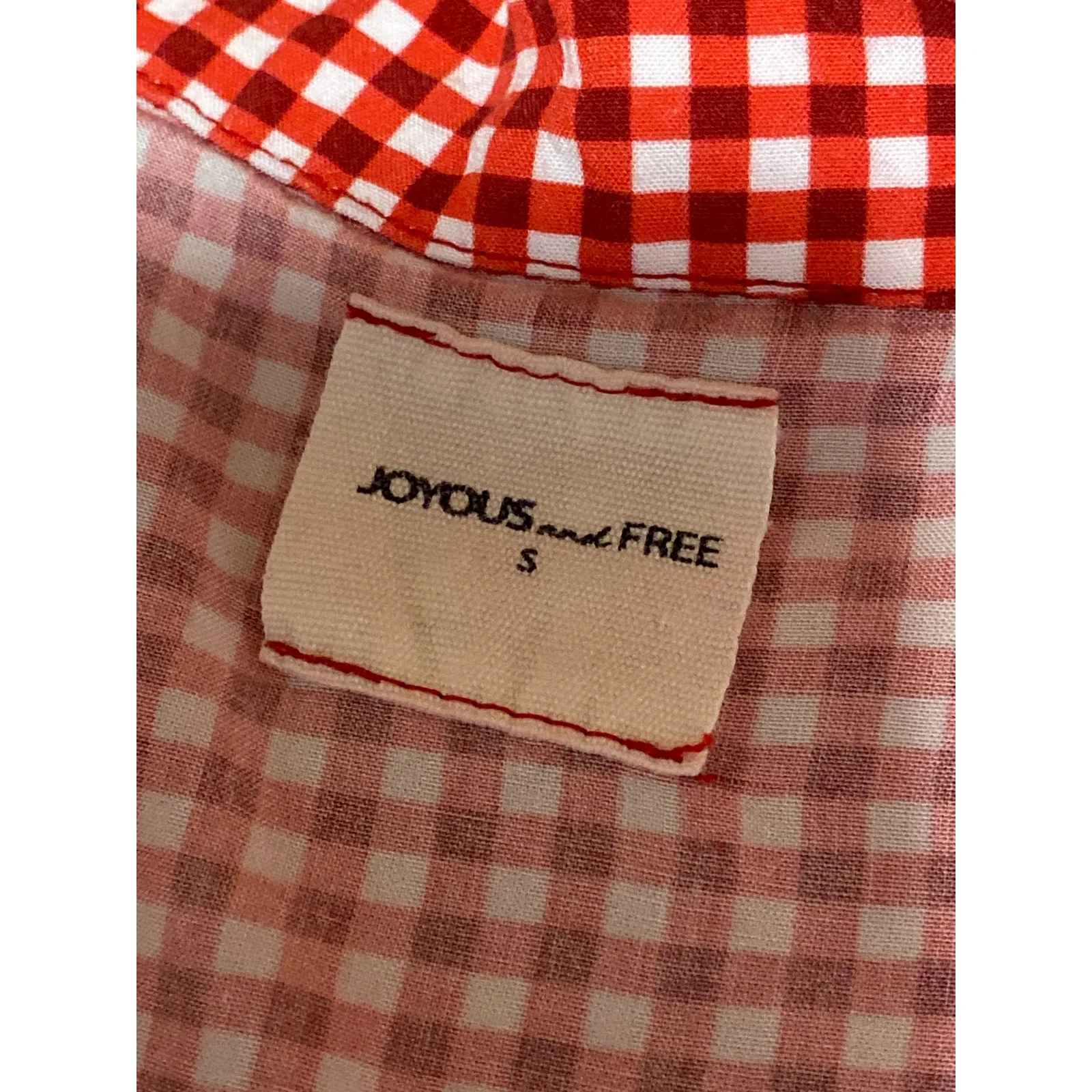 Joyous and Free Red Gingham Button Down Top Wide Leg Pajama Sleepwear Set Size S - Image 3