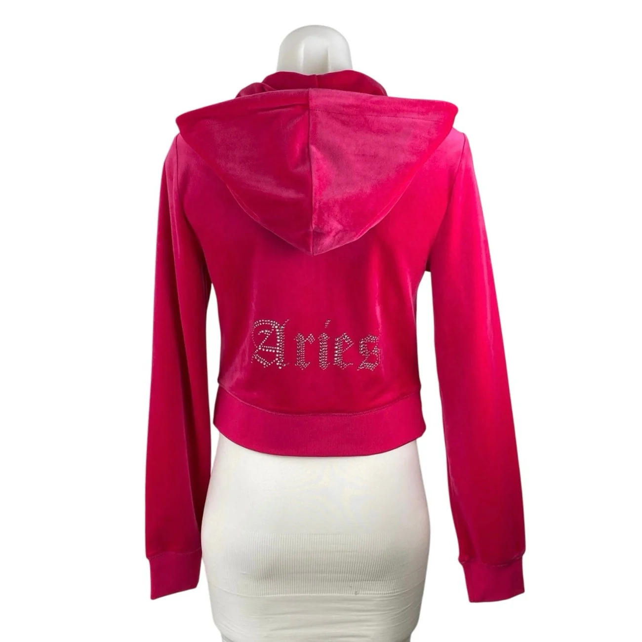 Juicy Couture Pink Velvet Velour Long Sleeve Zip Up Hoodie Sweatshirt Jacket S - Image 3