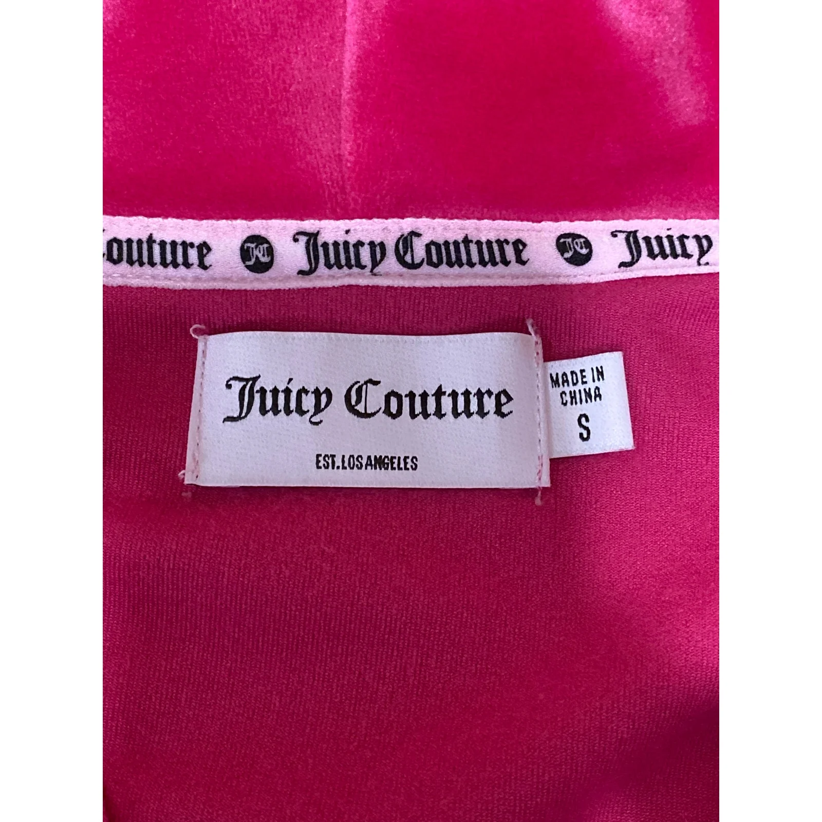 Juicy Couture Pink Velvet Velour Long Sleeve Zip Up Hoodie Sweatshirt Jacket S - Image 4