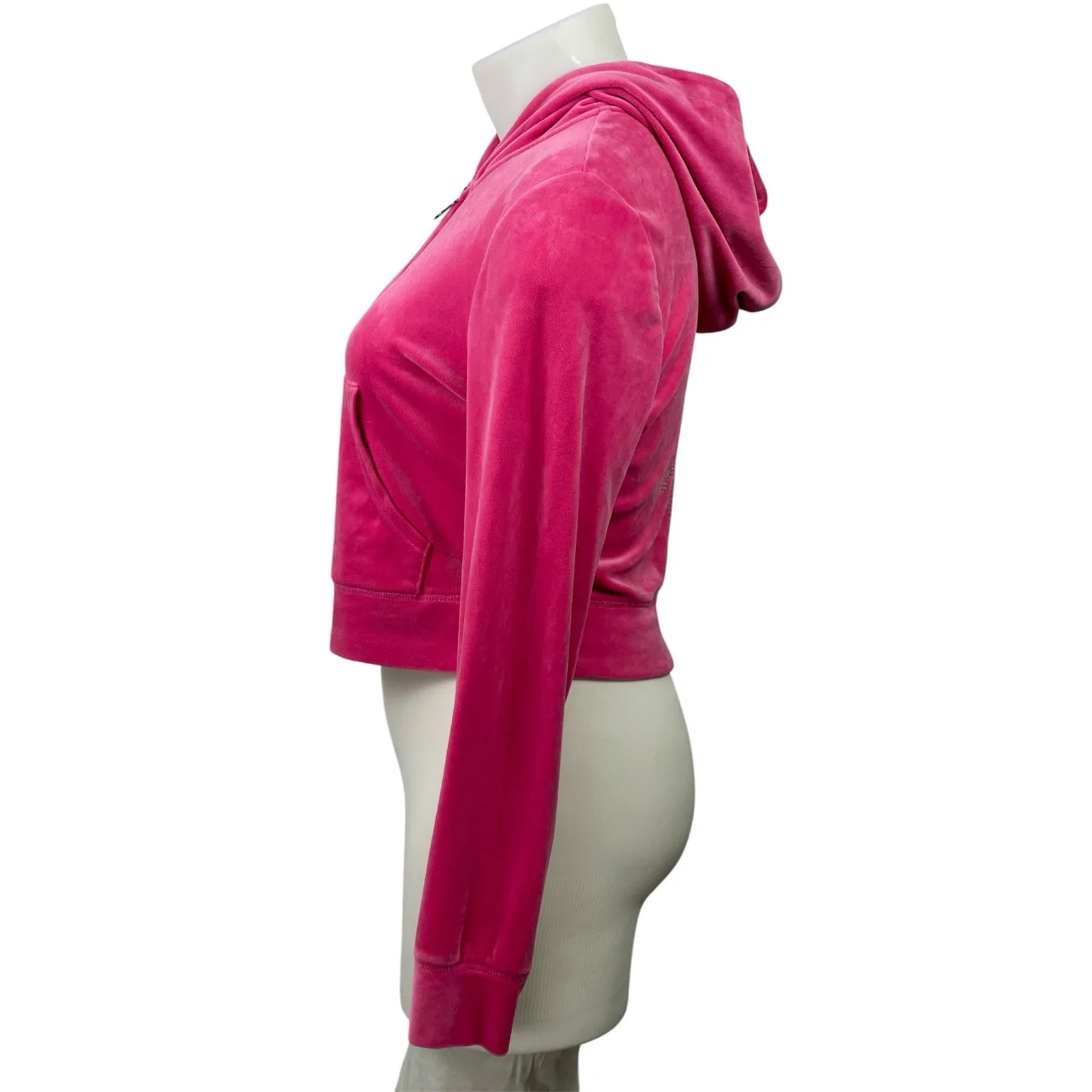 Juicy Couture Pink Velvet Velour Zip Up Long Sleeve Hooded Hoodie Coat Jacket XL - Image 2