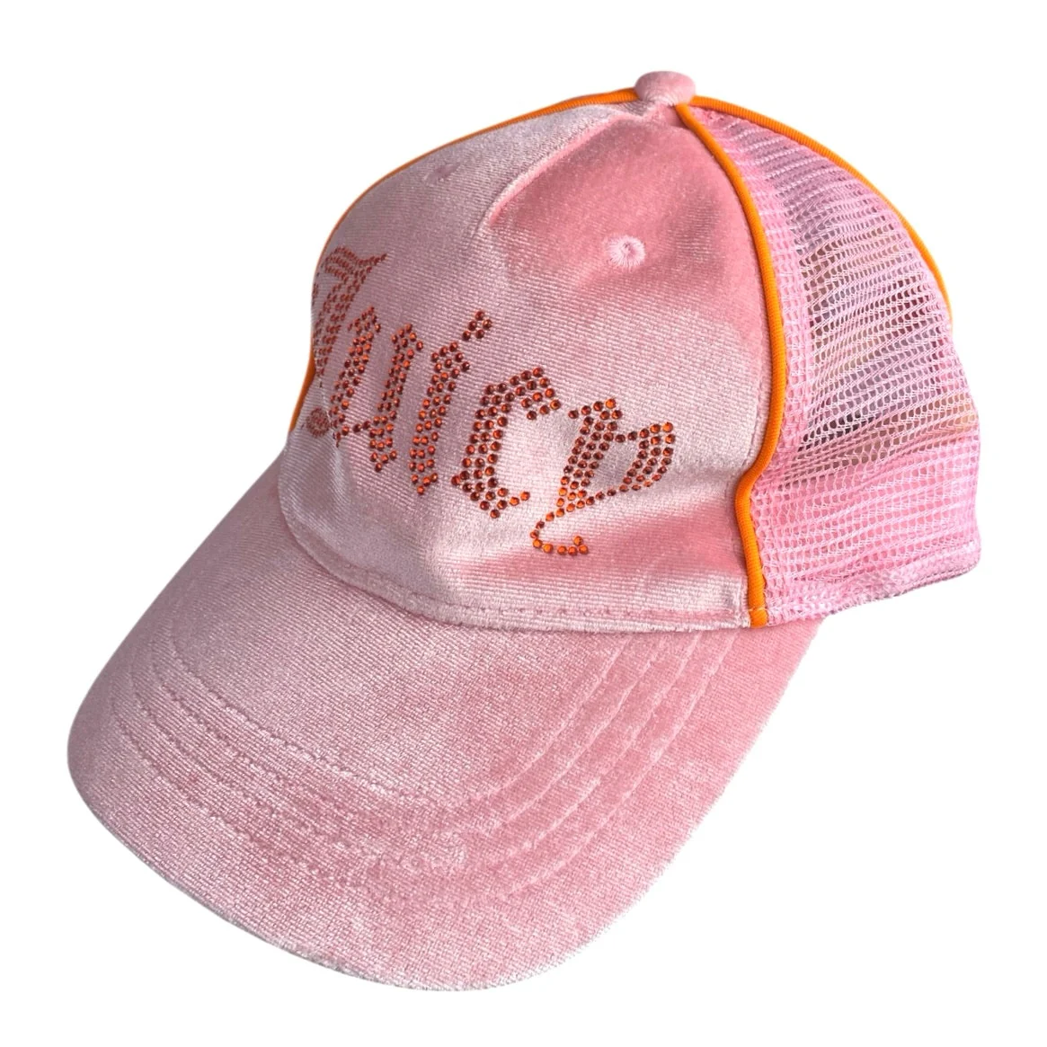 Juicy Couture Women's Pink Velour Velvet Mesh Trucker Baseball Cap One Size