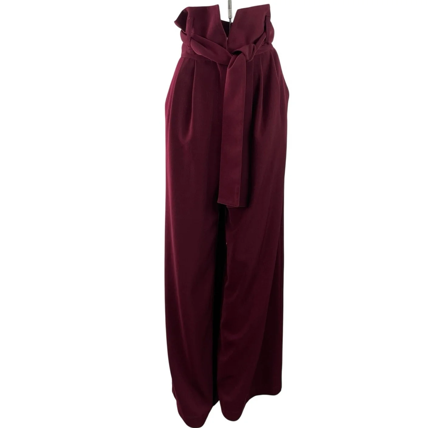 Julia Allert Women Red High Waisted Tie Paperbag Wide Leg Trousers Pants SIze XS