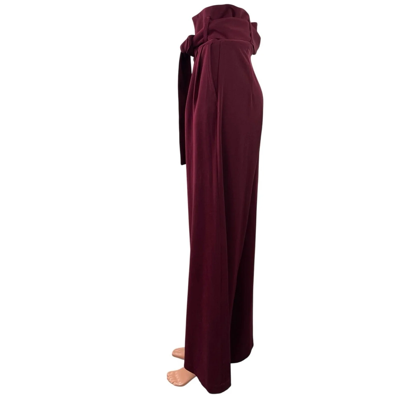 Julia Allert Women Red High Waisted Tie Paperbag Wide Leg Trousers Pants SIze XS - Image 2