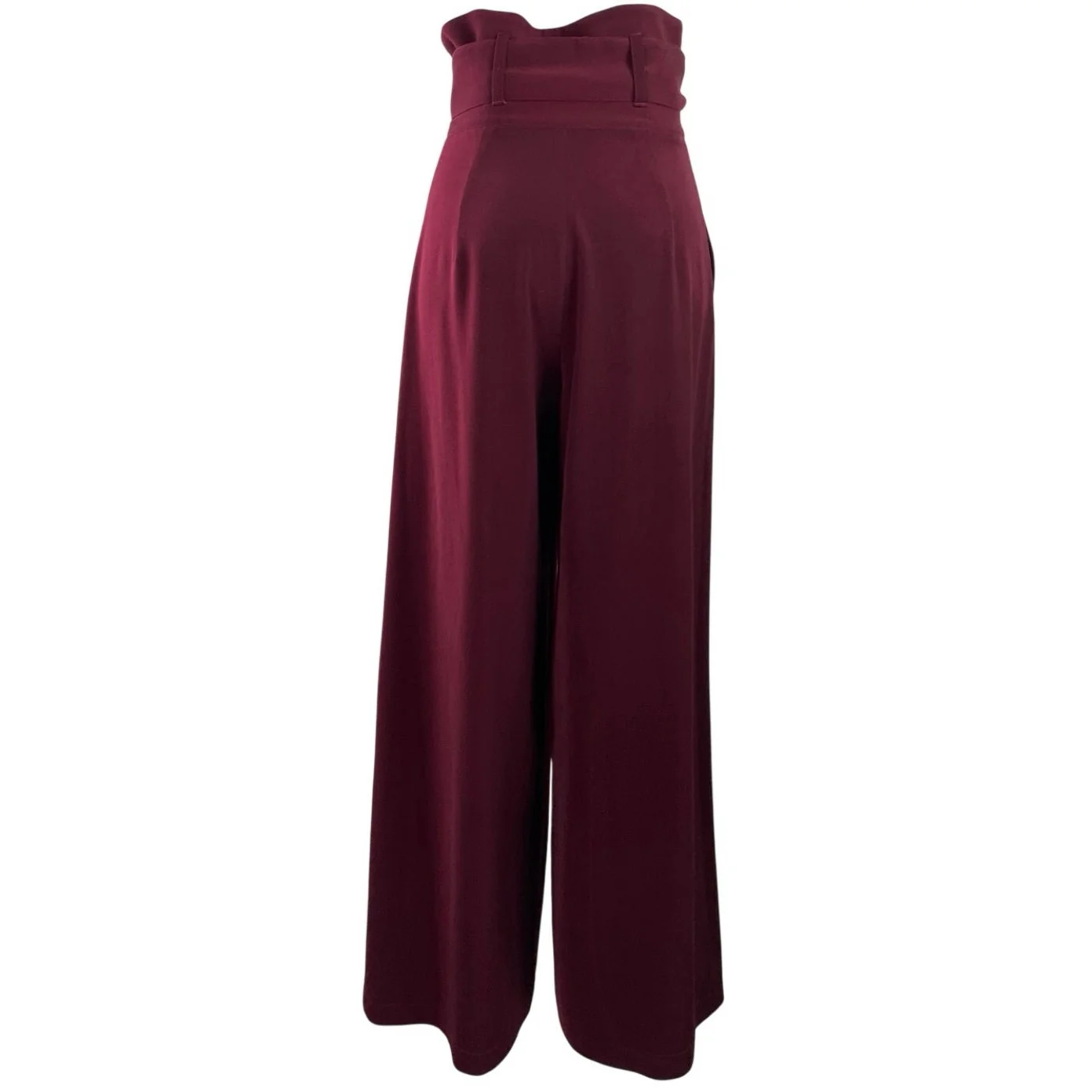 Julia Allert Women Red High Waisted Tie Paperbag Wide Leg Trousers Pants SIze XS - Image 3