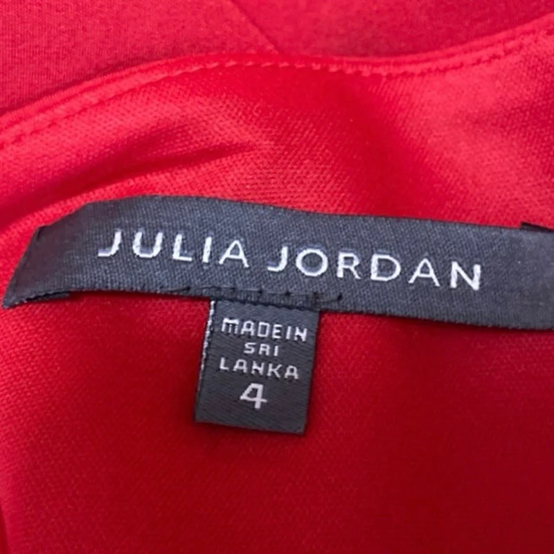 Julia Jordan Red One Shoulder Sleeveless Bow Slit Mini Sheath Dress Size 4 - Image 5