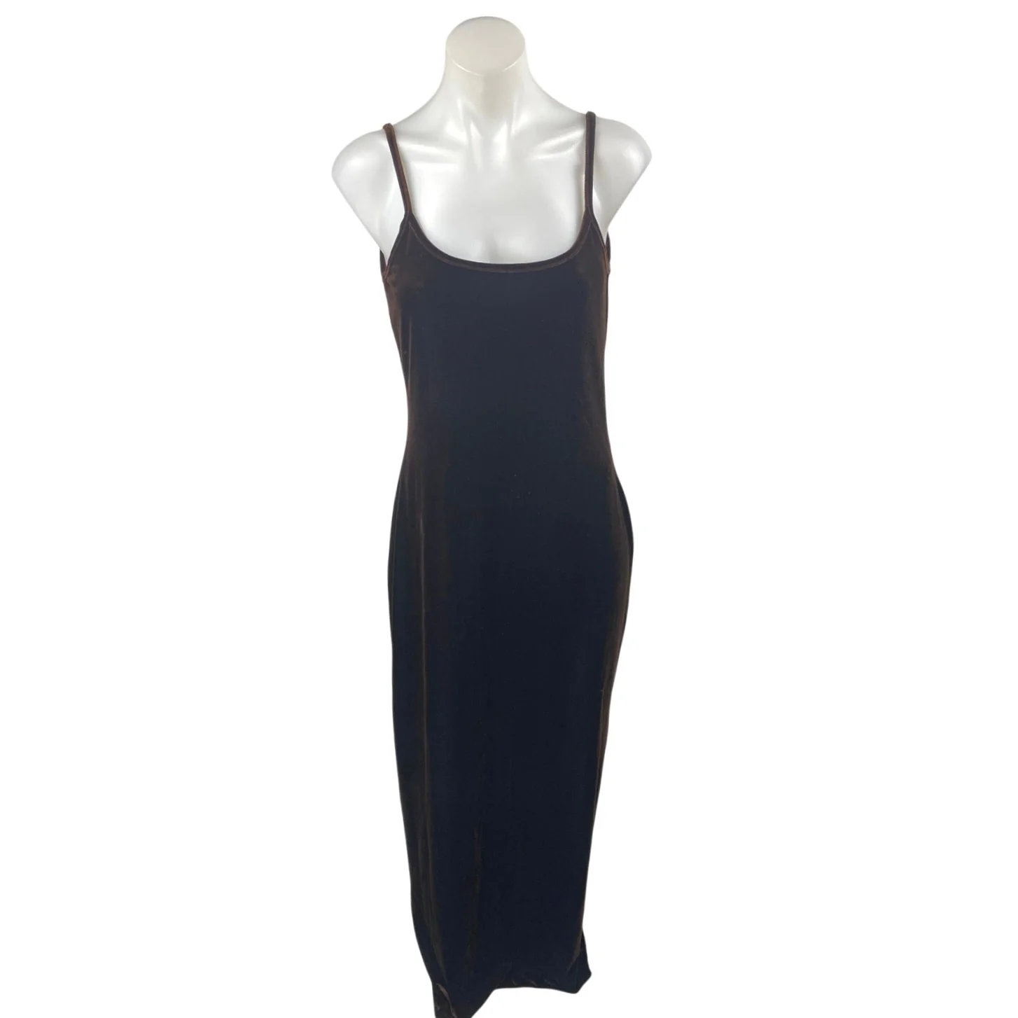 Jump Wendye Chaitin Brown Velvet Velour Sleeveless Cami Tank Maxi Slip Dress 8