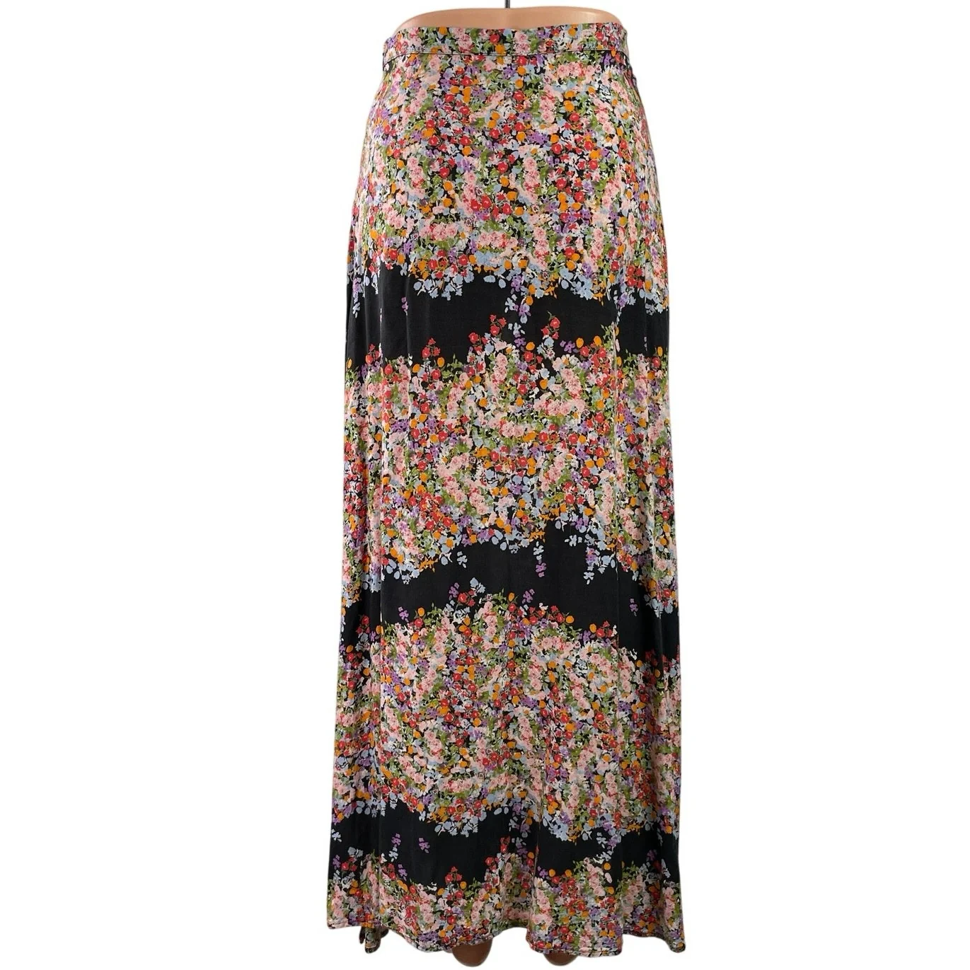 June & Hudson Women's Multicolor Floral High waisted Maxi Flared A-Line Skirt XS - Image 3