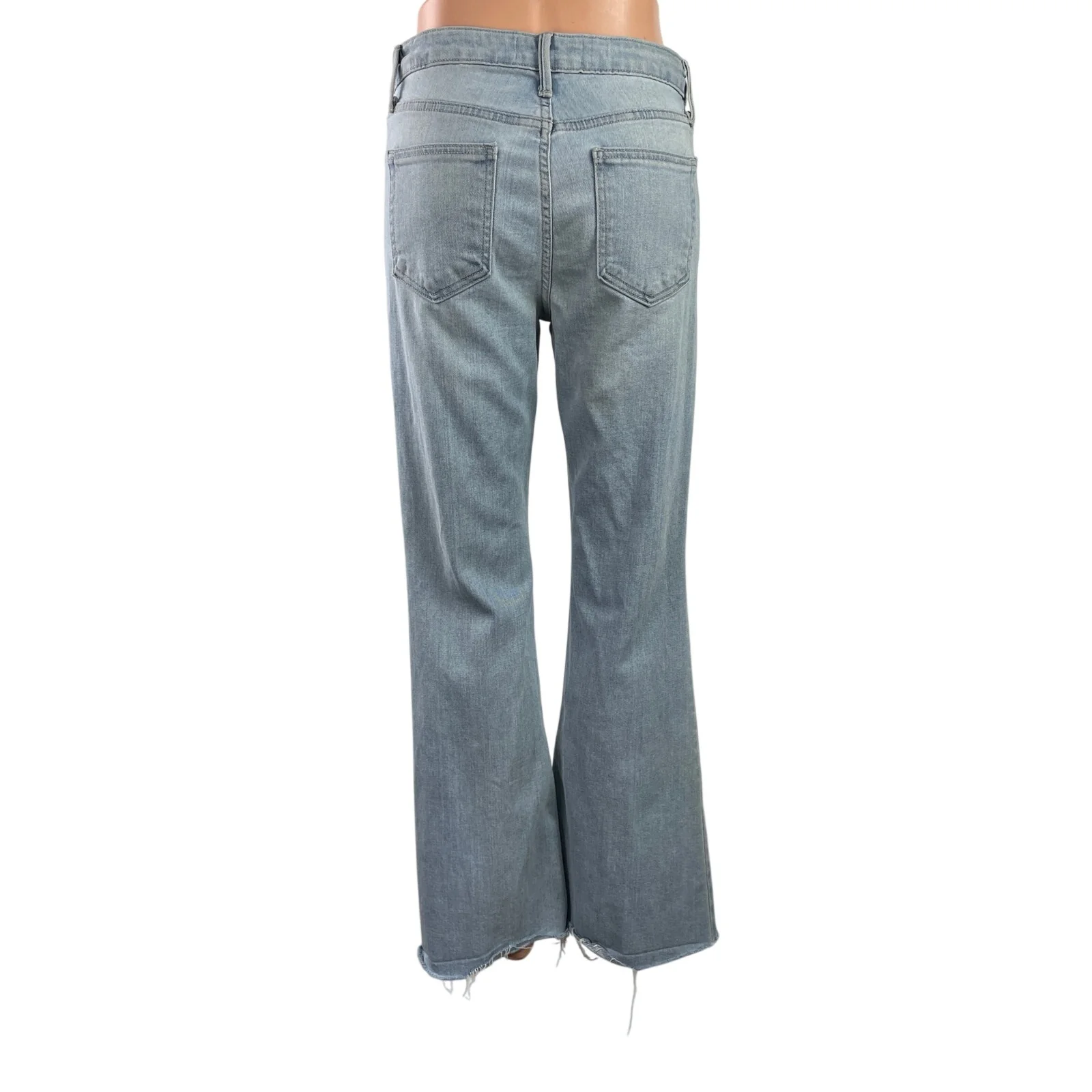 Just Black Denim Blue Light Wash High Rise Raw Hem Flared Bootcut Jeans Size 26 - Image 3
