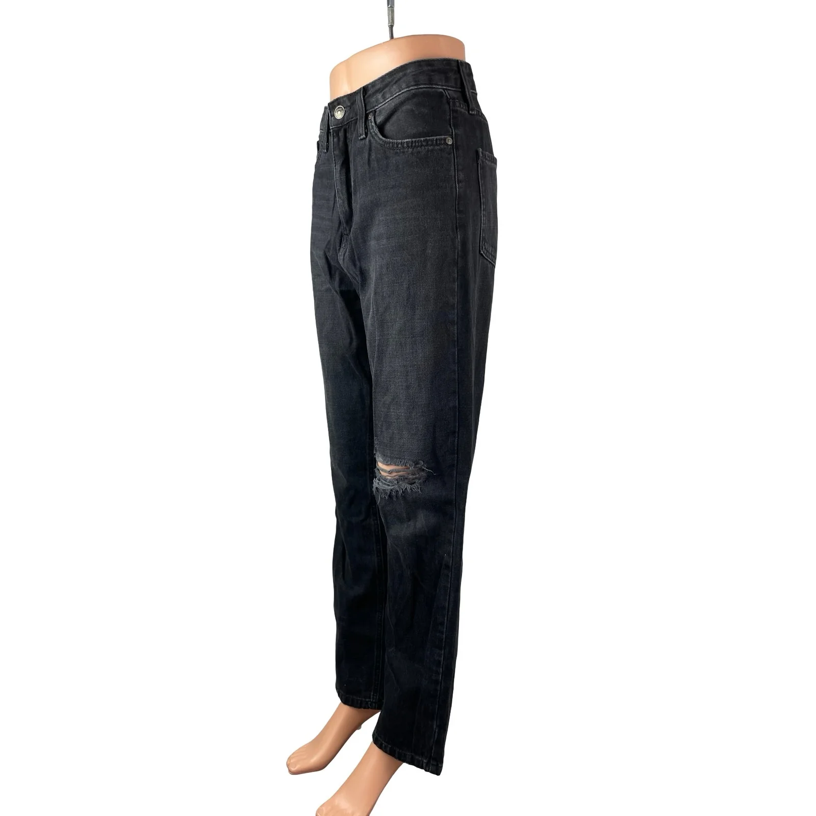 Just Black Denim Women's Distressed High Waisted Straight Denim Jeans Pants 26 - Image 3