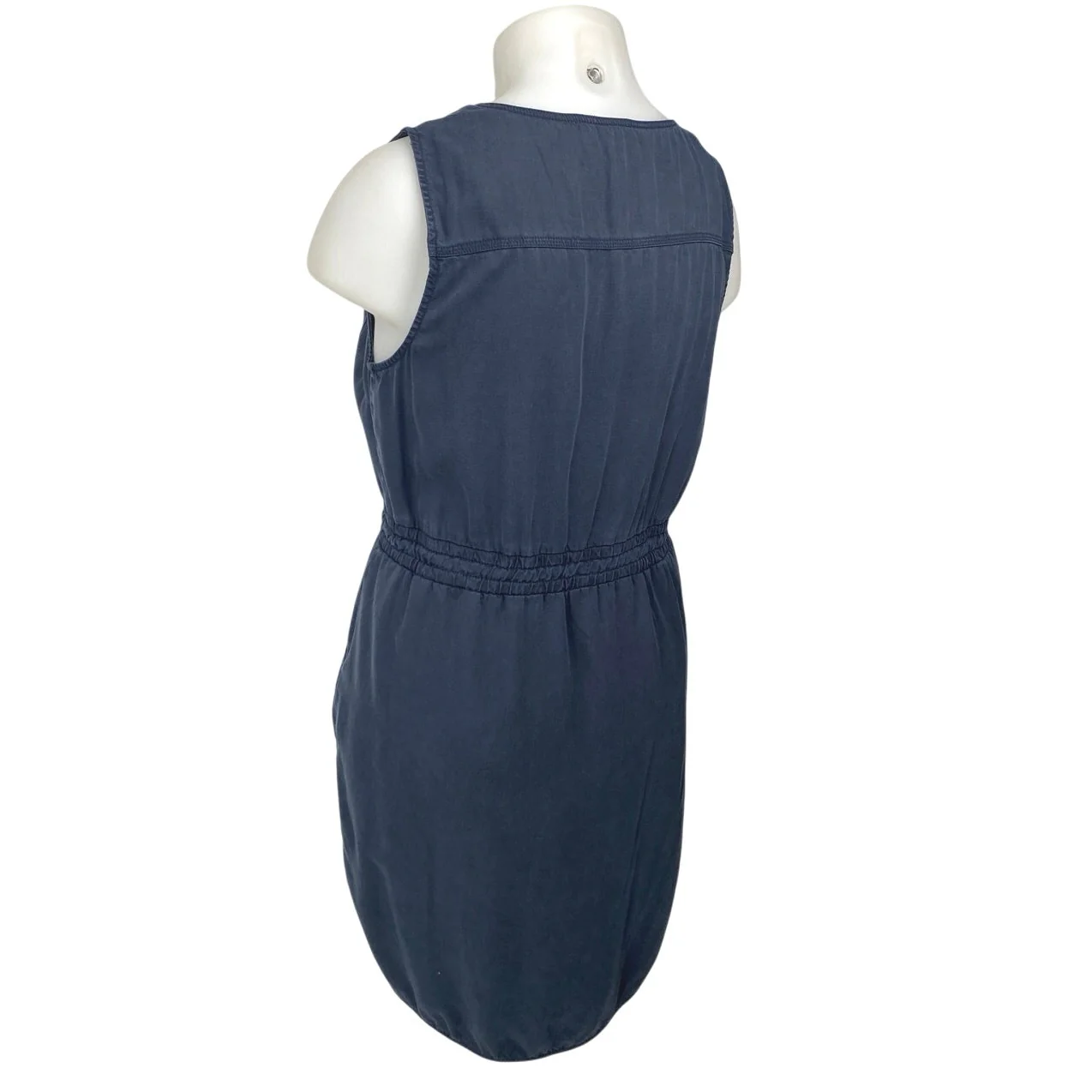 Just Jeans Women's Navy Blue Sleeveless Henley Pocket Tank Mini Blouson Dress 16 - Image 2
