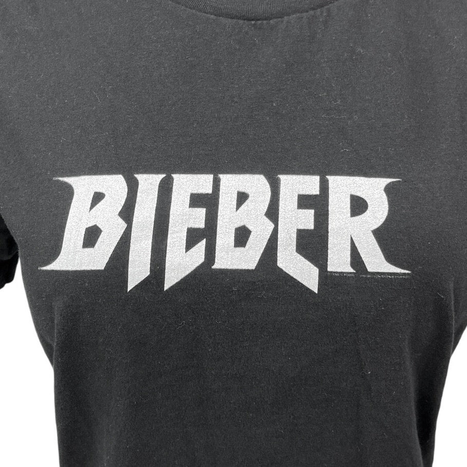 Justin Bieber Singer Black White Crew Neck Short Sleeve T Shirt Tee Top Size M - Image 3