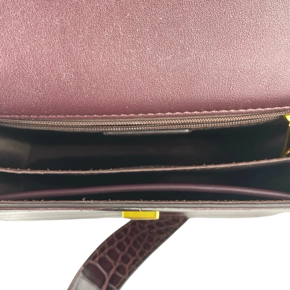 JW Pei Mini Flap Burgundy Red Croc Faux Leather Vegan Crossbody Bag Handbag - Image 4