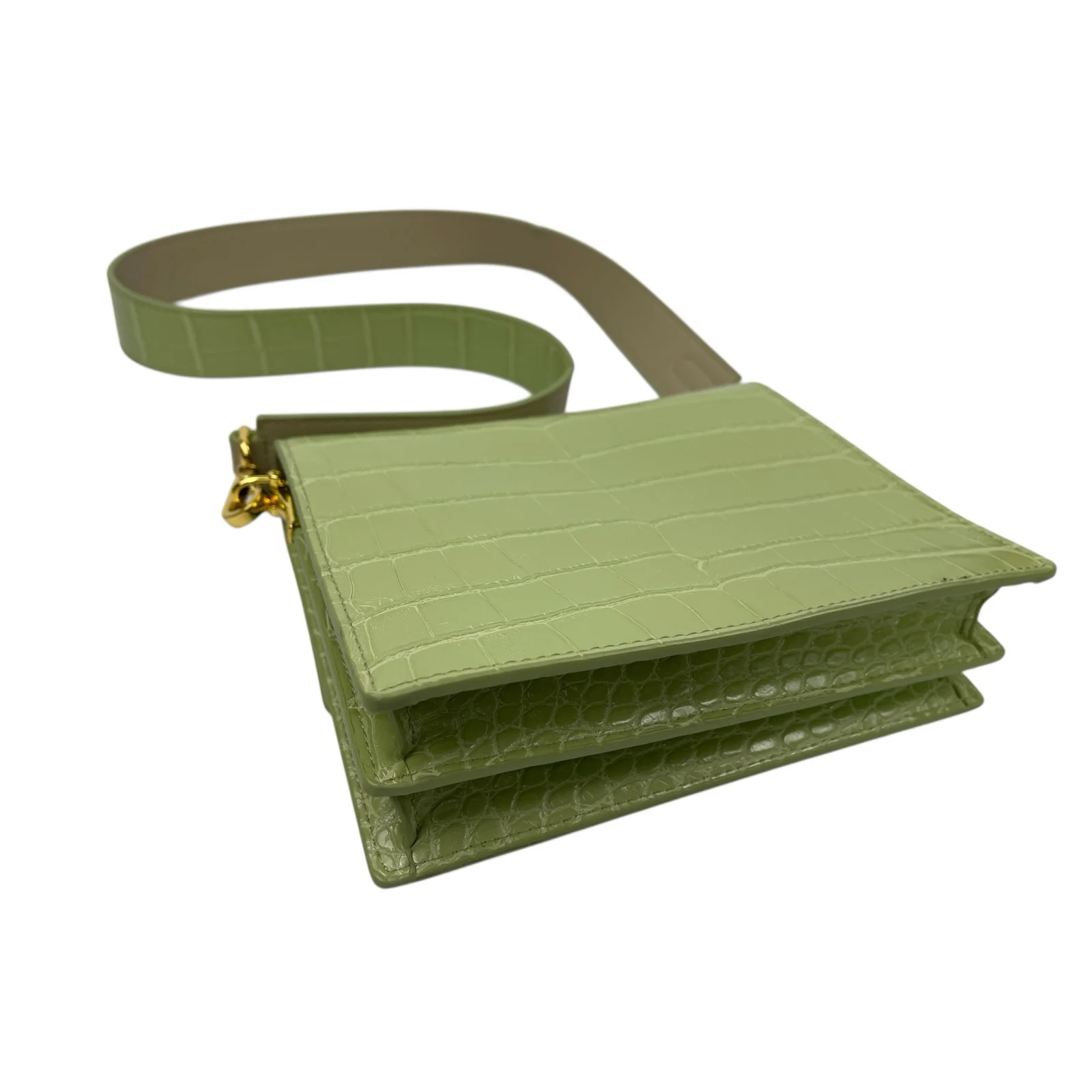 JW Pei Mini Flap Green Croc Faux Leather Vegan Crossbody Strap Bag Handbag OS - Image 4
