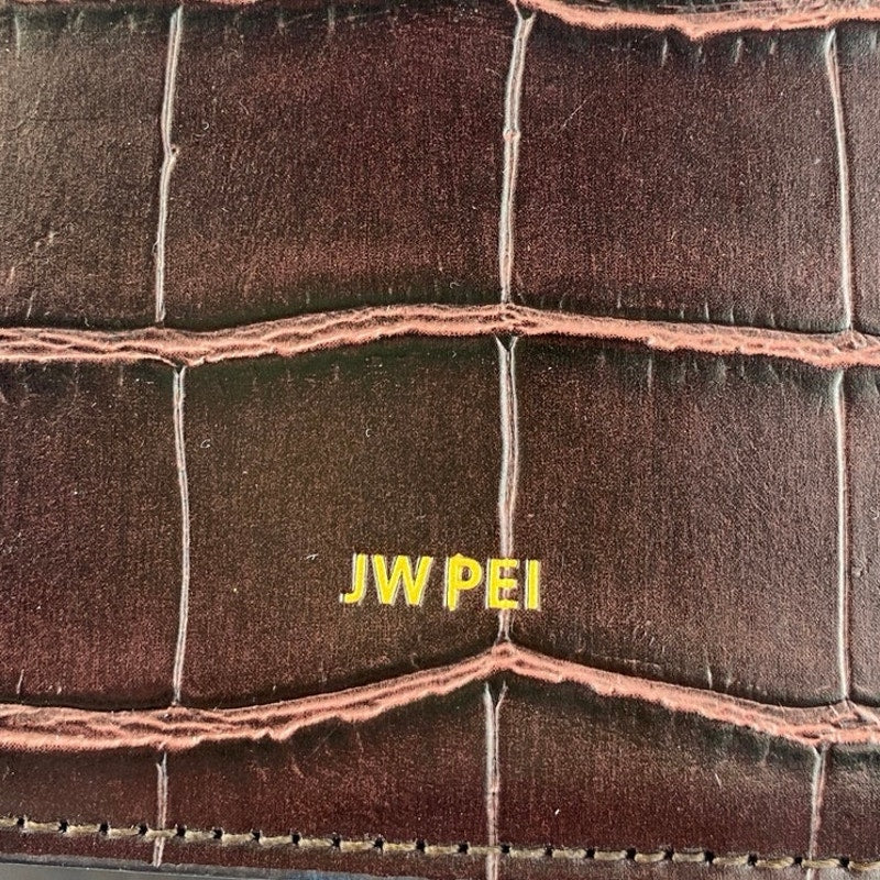 JW Pei Women's Burgundy Faux Leather Vegan Croc Mini Flap Crossbody Handbag OS - Image 5
