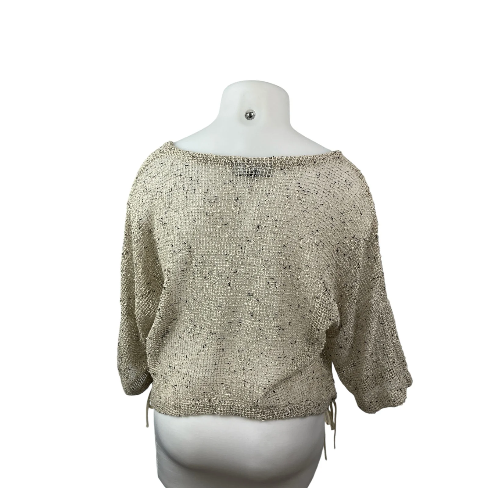 Kaktus Art to Wear Womens Beige Open Mesh Crop Bolero Cardigan Sweater Top Sz XL - Image 4