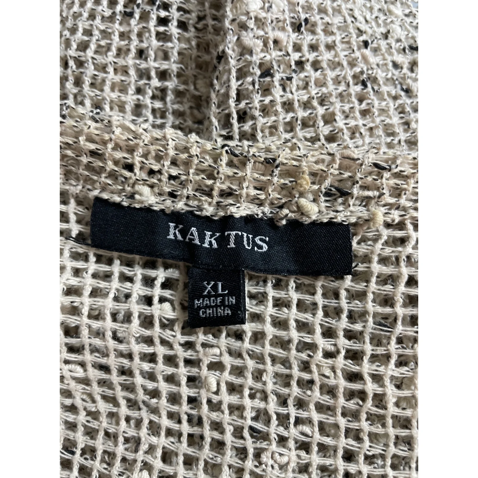 Kaktus Art to Wear Womens Beige Open Mesh Crop Bolero Cardigan Sweater Top Sz XL - Image 5