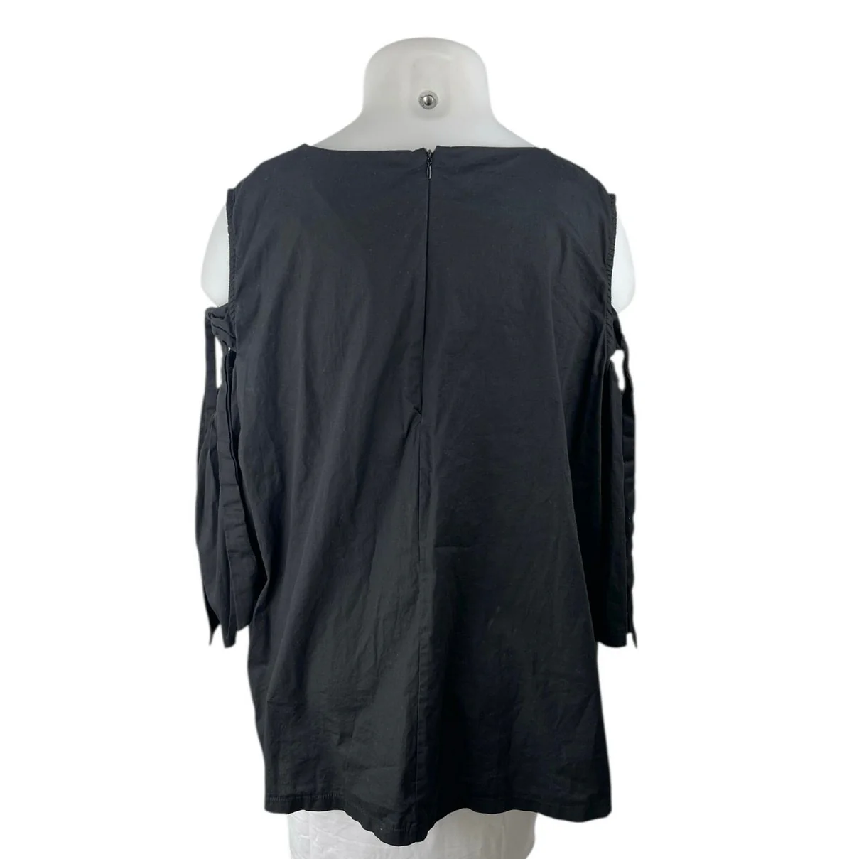 Kaktus Women's Black Cold Shoulder 3/4 Flutter Sleeve Tunic Blouse Top Size 2X - Image 2