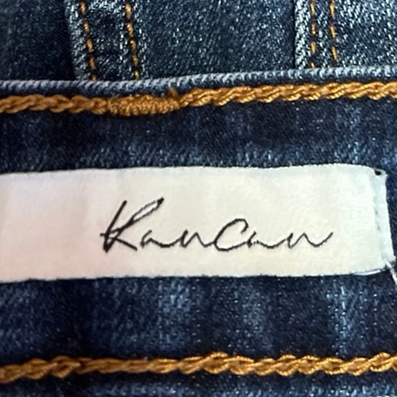 Kan Can Blue High Waist Frayed Raw Hem Cut Off Denim Jean Mom Shorts Size 27 - Image 4