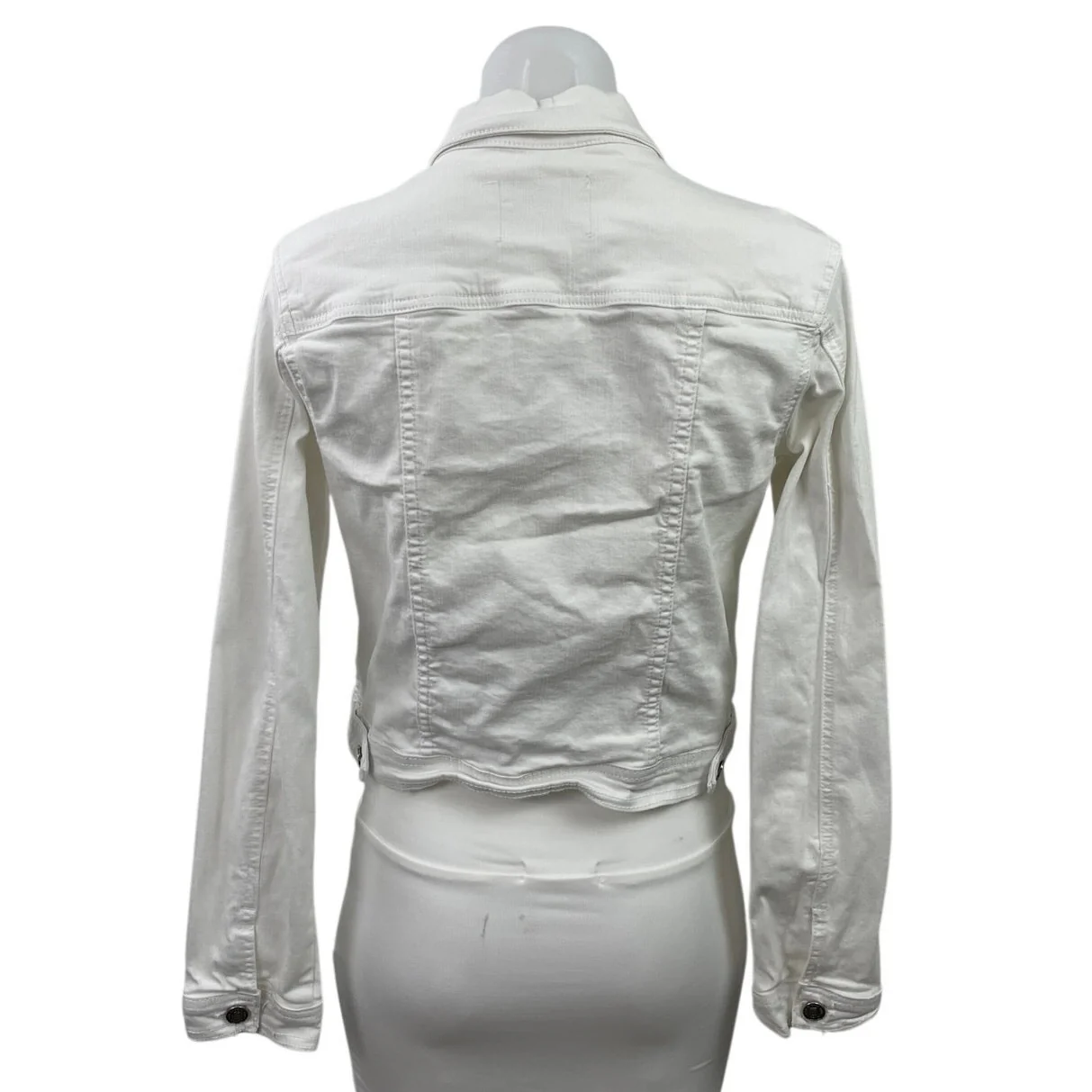 KanCan Women's White Long Sleeve Button Down Denim Jean Trucker Jacket Size M - Image 3