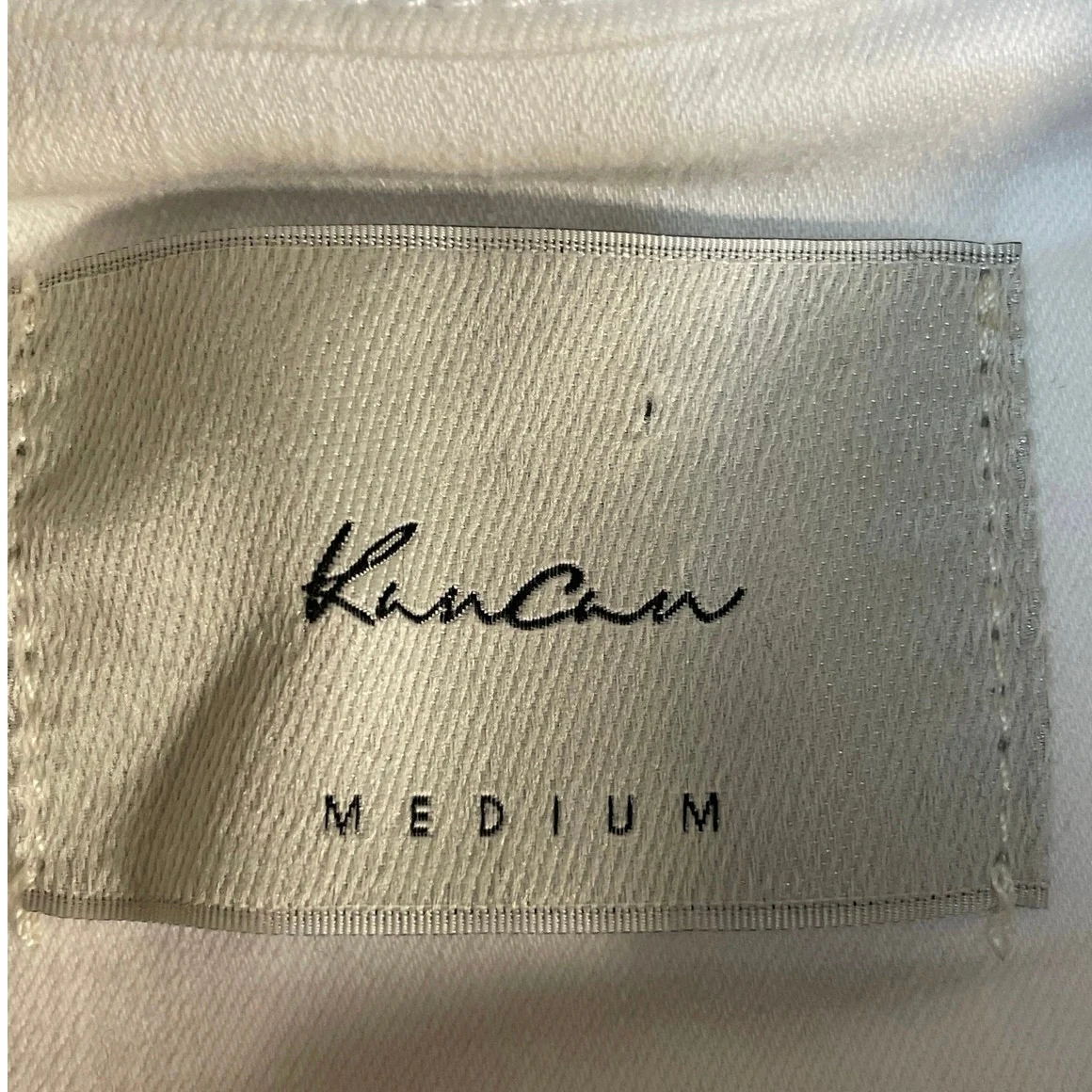 KanCan Women's White Long Sleeve Button Down Denim Jean Trucker Jacket Size M - Image 4