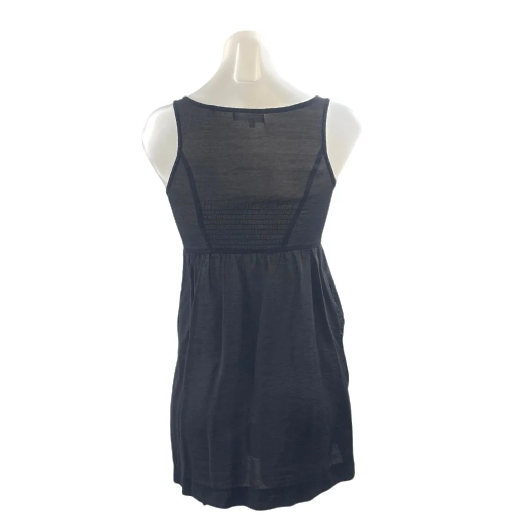 Kanvas Women's Black Floral Embroidery Sleeveless Mini Tank Flare A-Line Dress S - Image 3