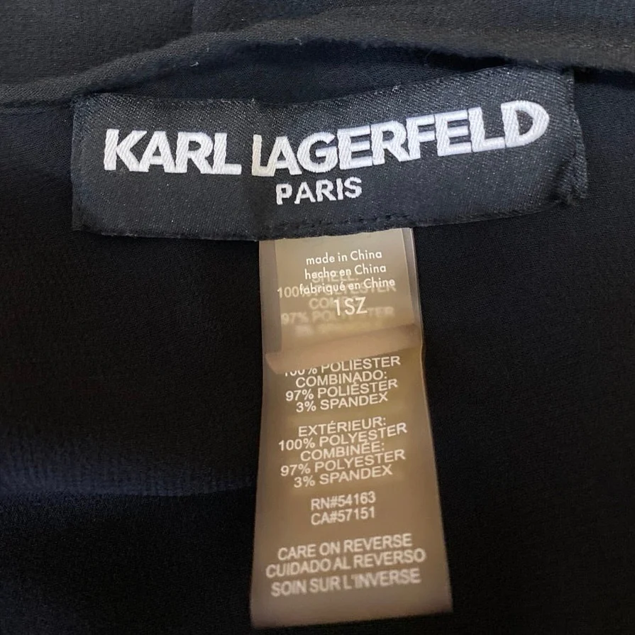 Karl Lagerfeld Black Mesh Sheer Kimono Open Cardigan Beach Cover Up Top OS - Image 4