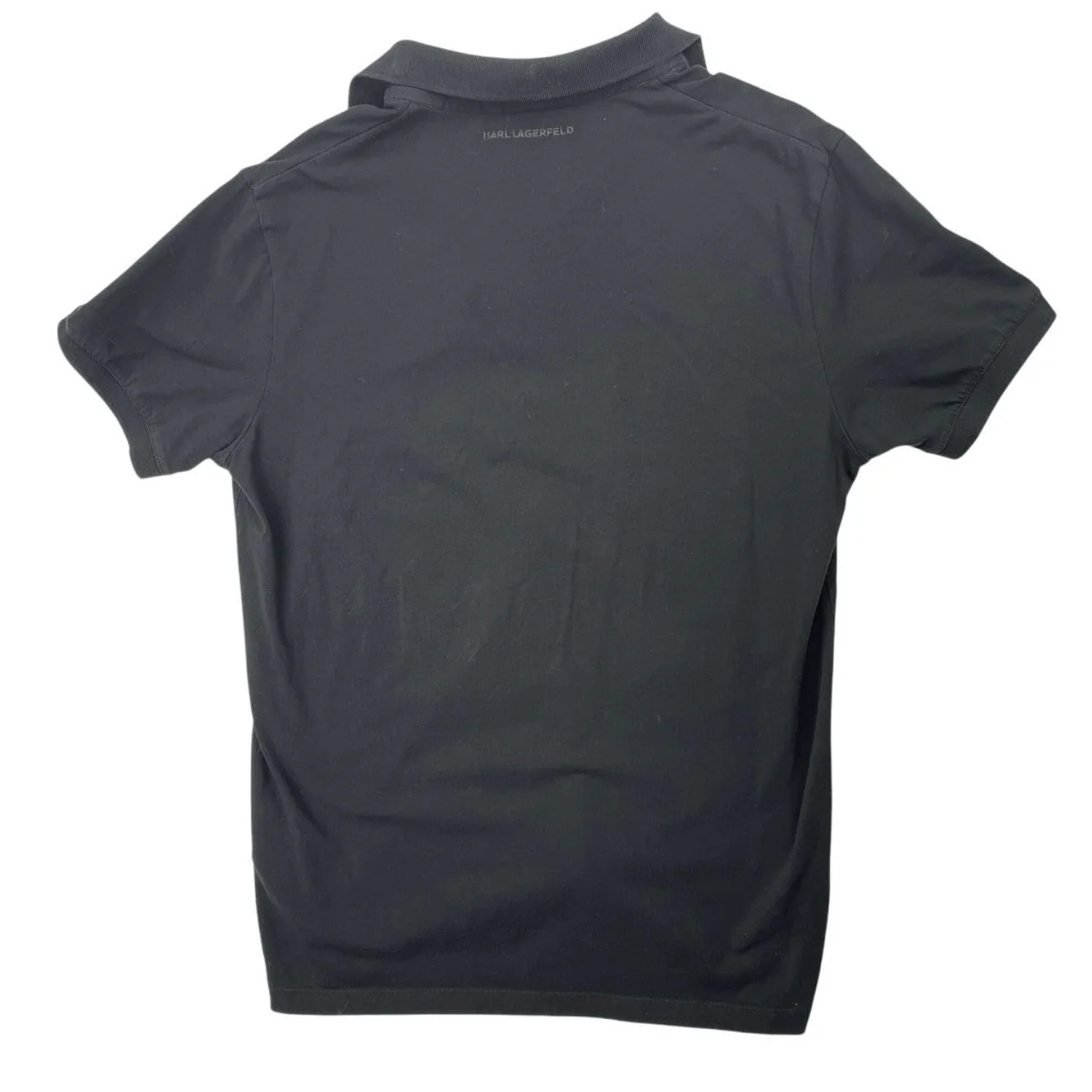 Karl Lagerfeld Men's Black Logo Patch Short Sleeve Collar Polo Shirt Top Size M - Image 2