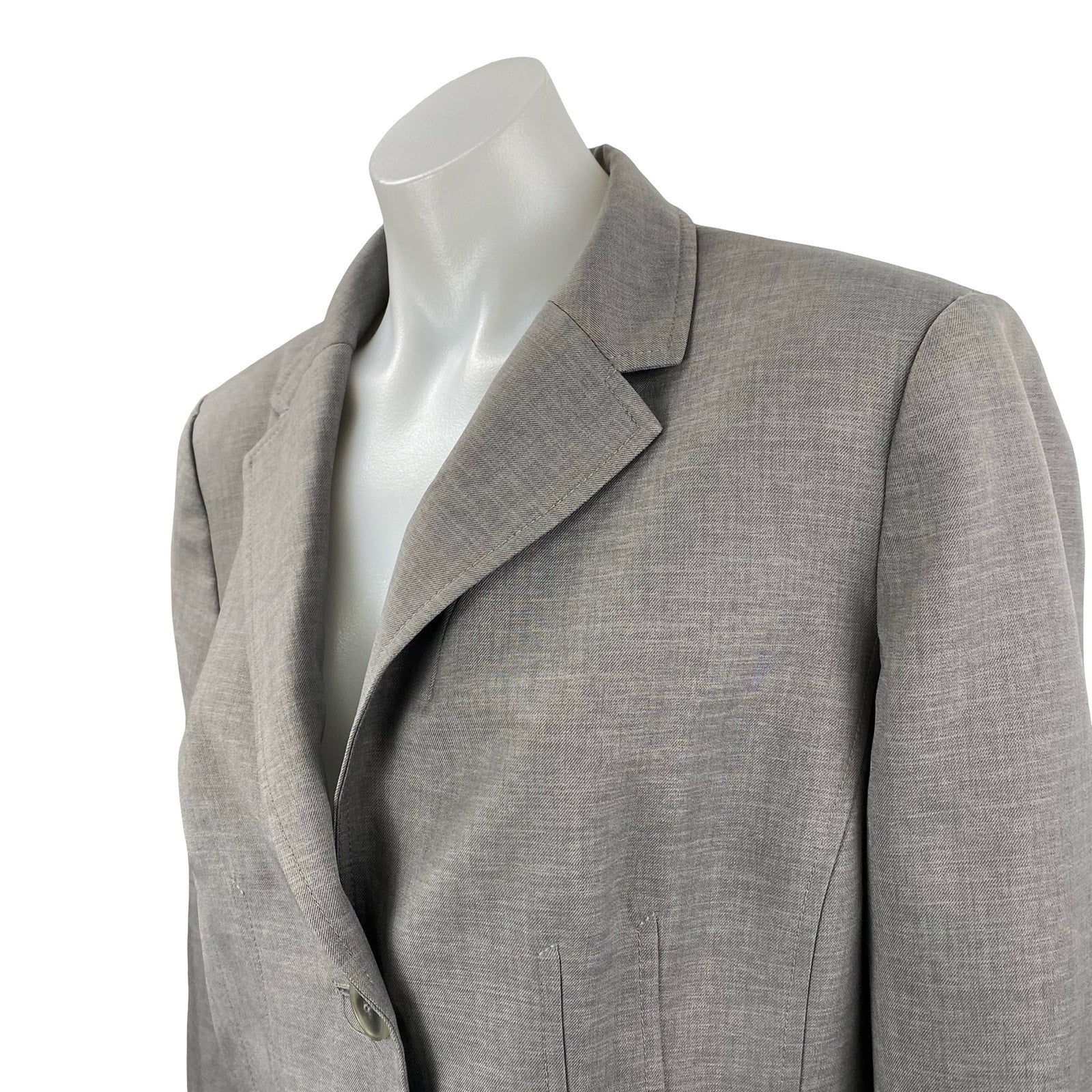 Kasper Women's Gray Long Sleeve Notch Lapel Blazer Coat Suit Jacket Size 16 - Image 3