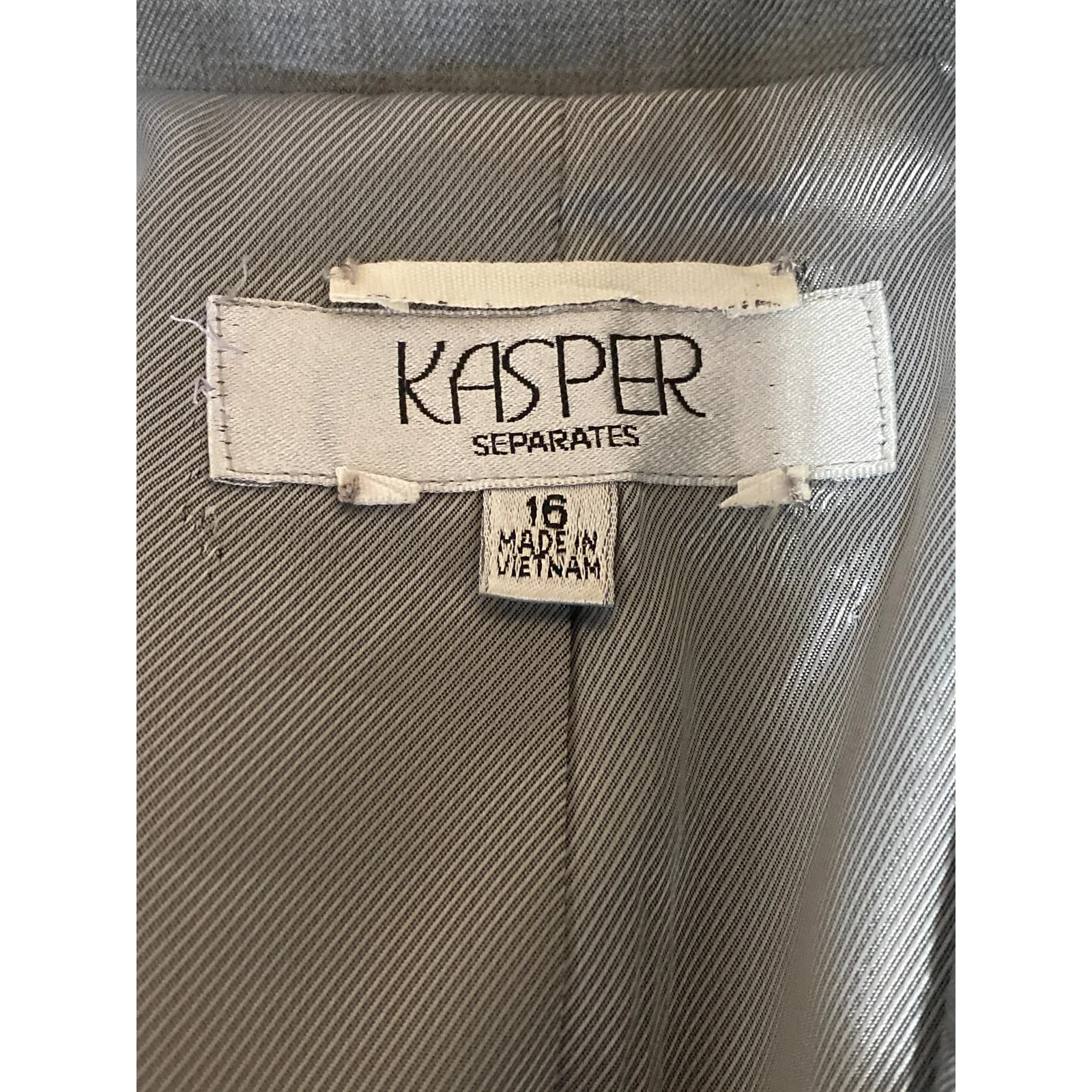 Kasper Women's Gray Long Sleeve Notch Lapel Blazer Coat Suit Jacket Size 16 - Image 5