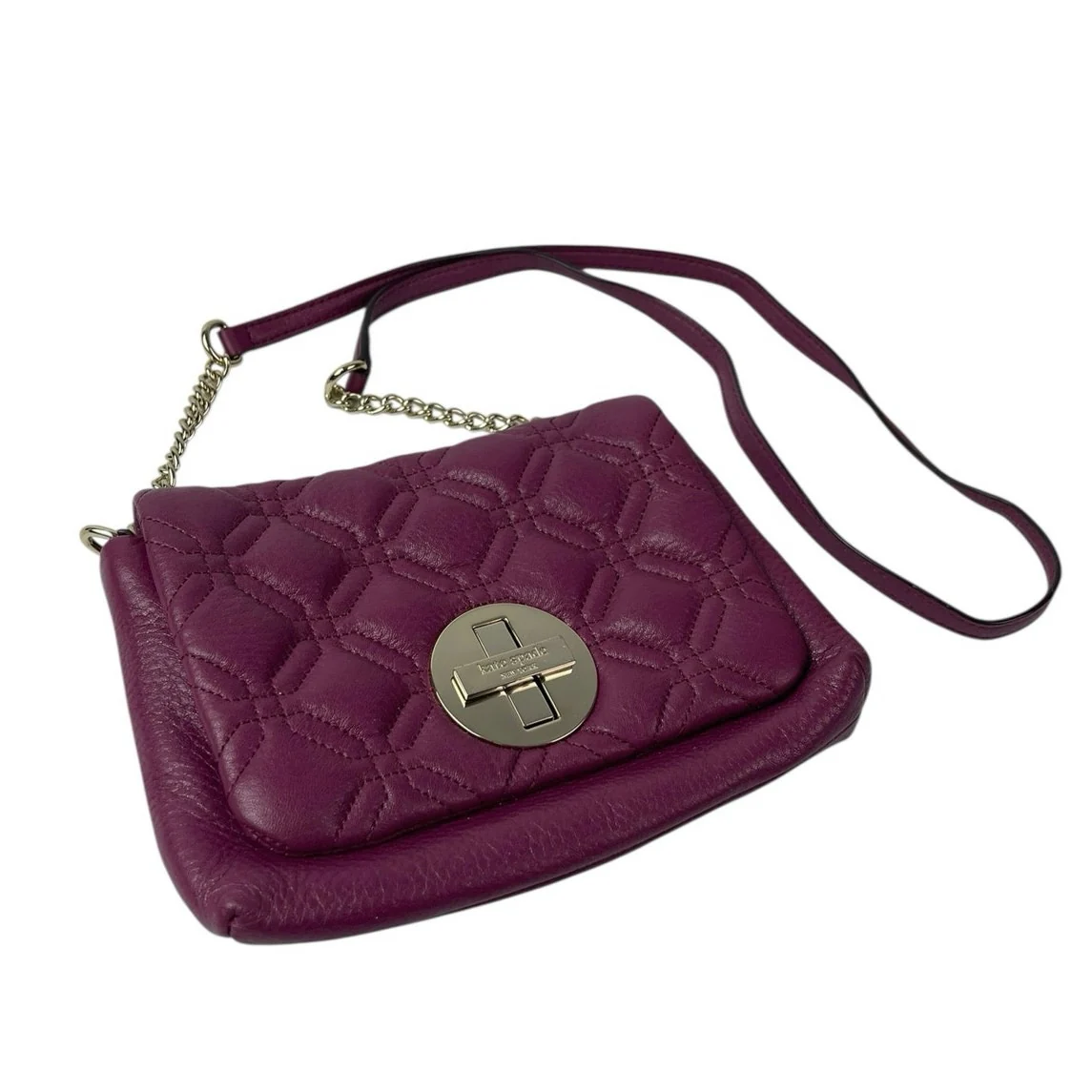Kate Spade Astor Court Naomi Quilted Chain Purple Magenta Leather Crossbody Bag - Image 3