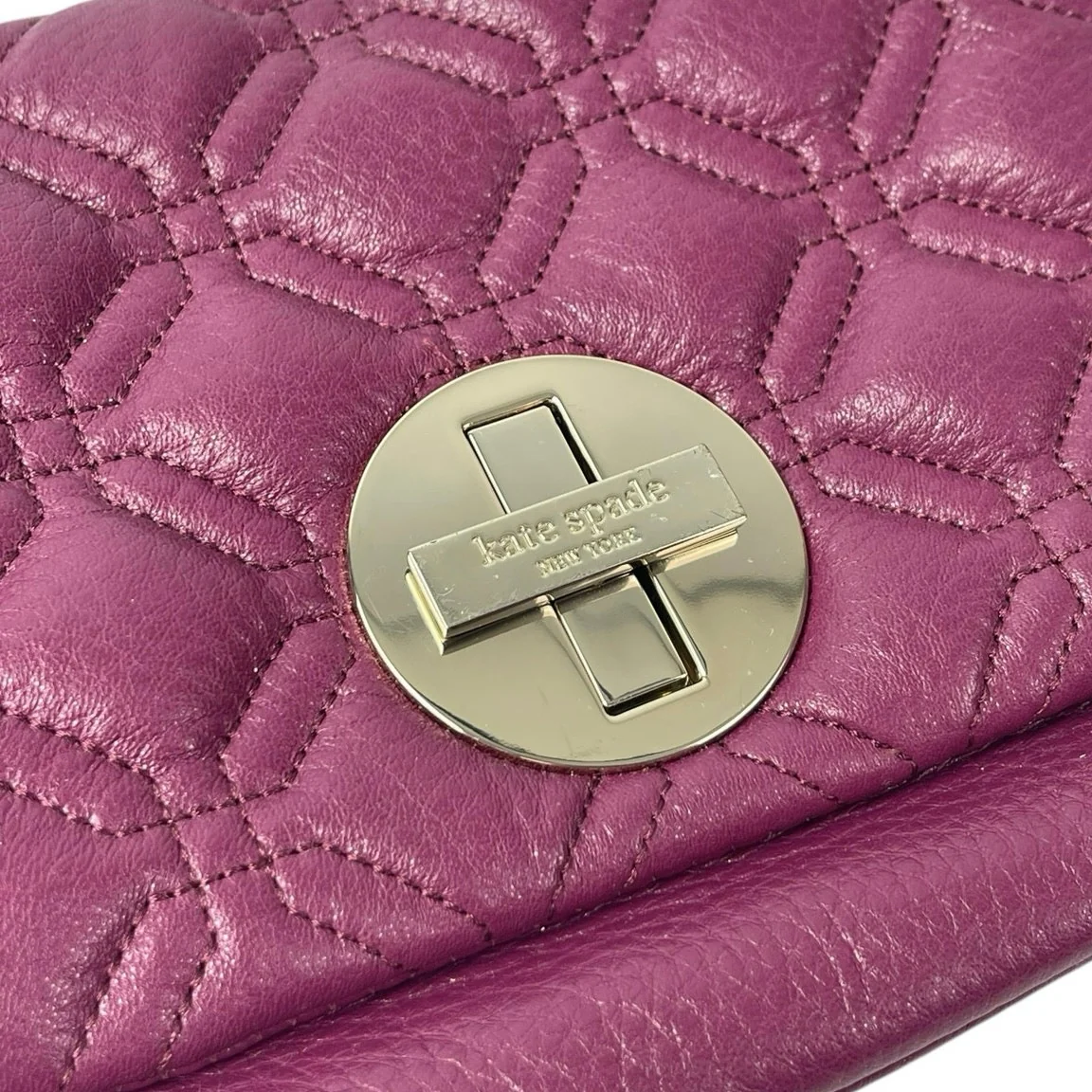 Kate Spade Astor Court Naomi Quilted Chain Purple Magenta Leather Crossbody Bag - Image 5