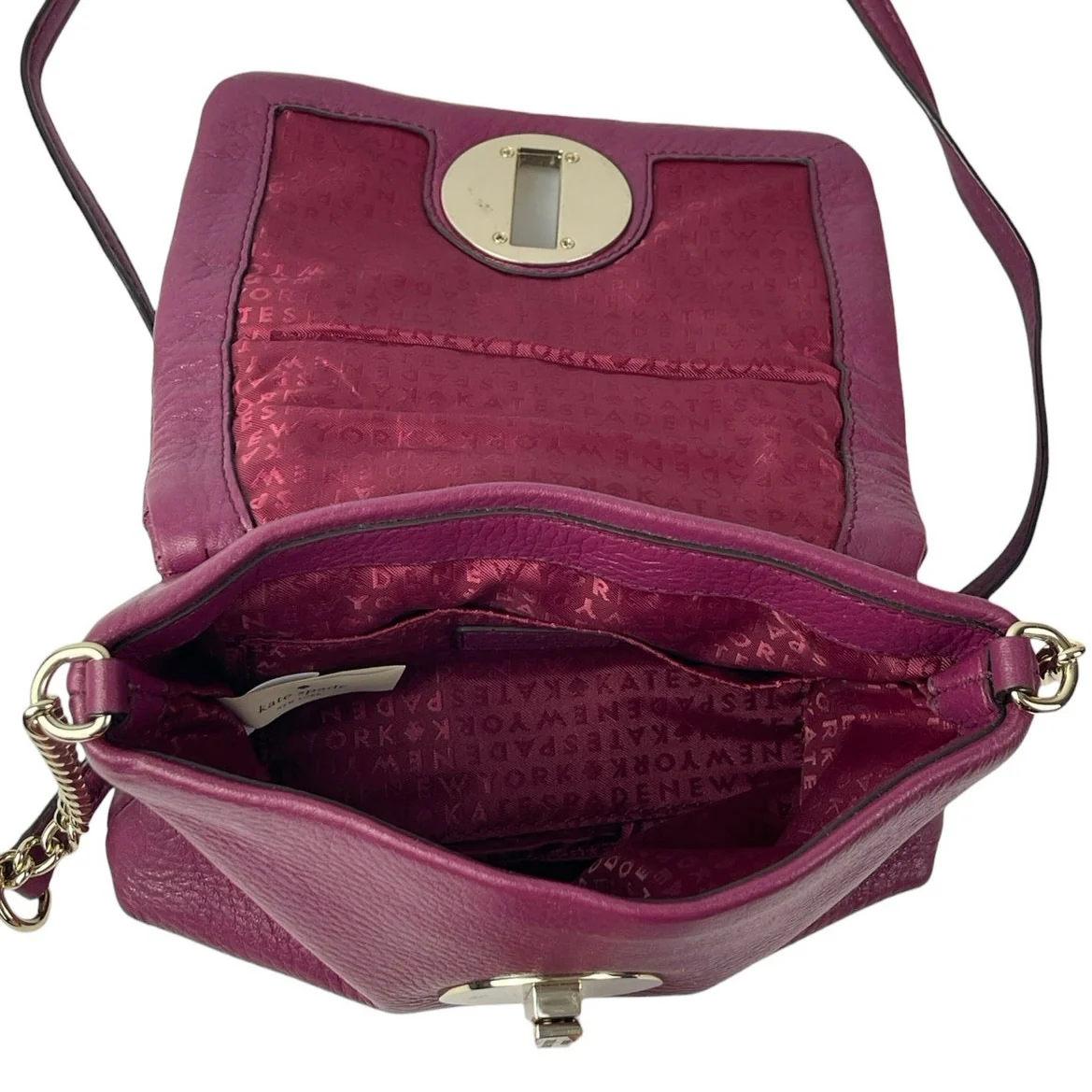 Kate Spade Astor Court Naomi Quilted Chain Purple Magenta Leather Crossbody Bag - Image 8