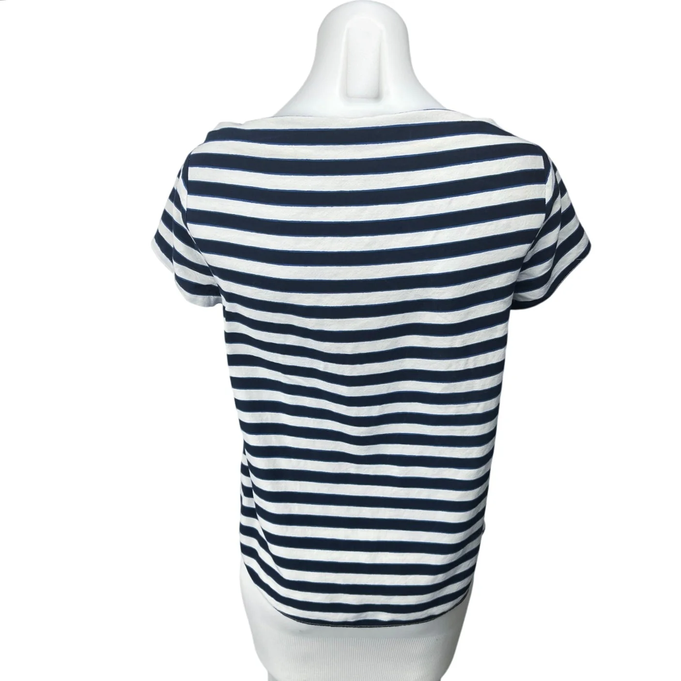 Kate Spade Black White Silk Striped Boat Neck Short Sleeve T Shirt Tee Top 4 - Image 2