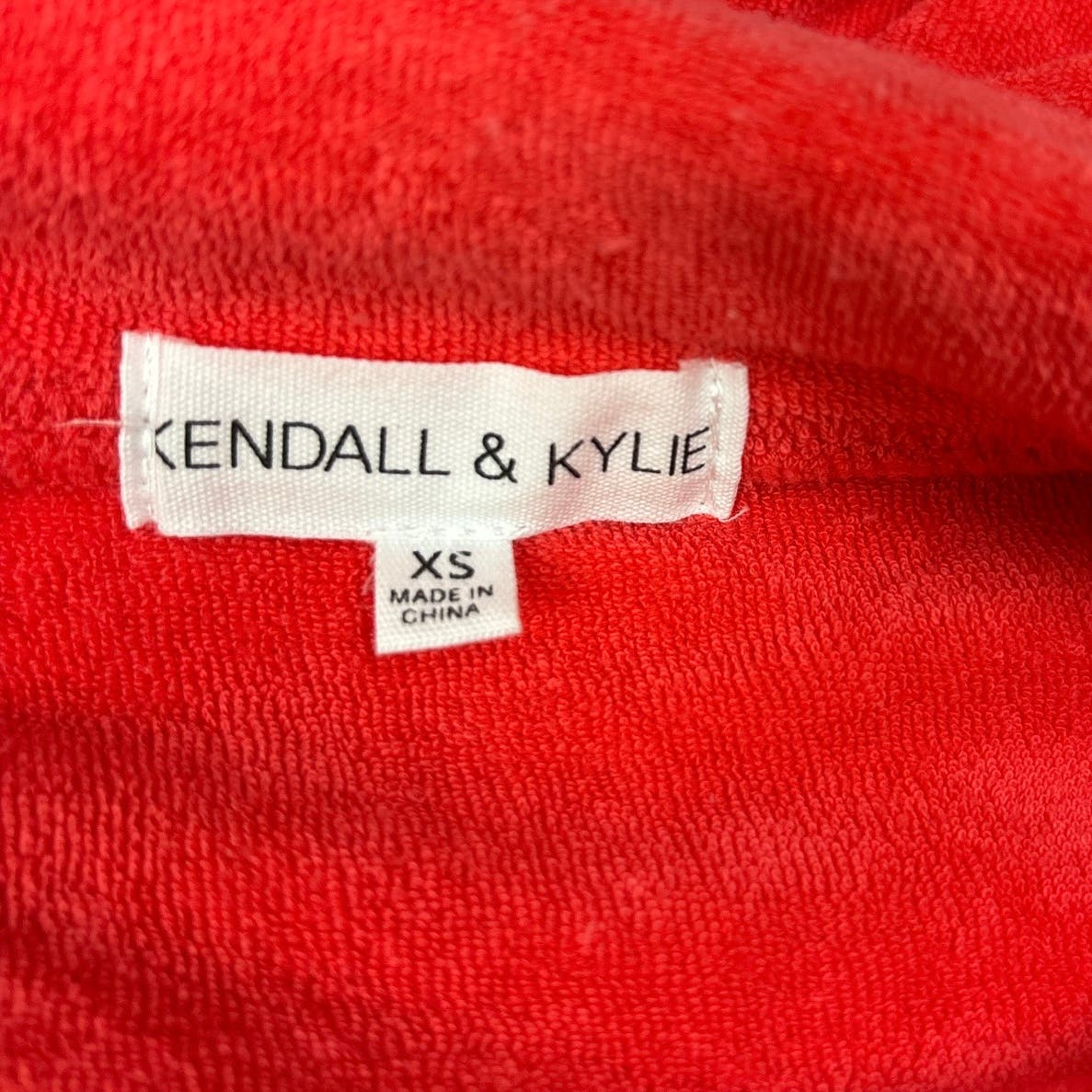 Kendall And Kylie Women Coral Orange Terry Short Sleeve Button Up Shirt XS - Image 7