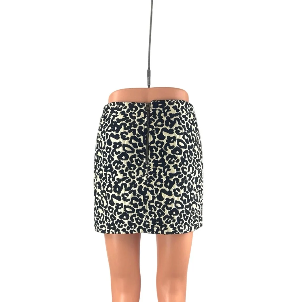 Kendall & Kylie Black Leopard Animal Print High Waist Pencil Mini Skirt Size XS - Image 3