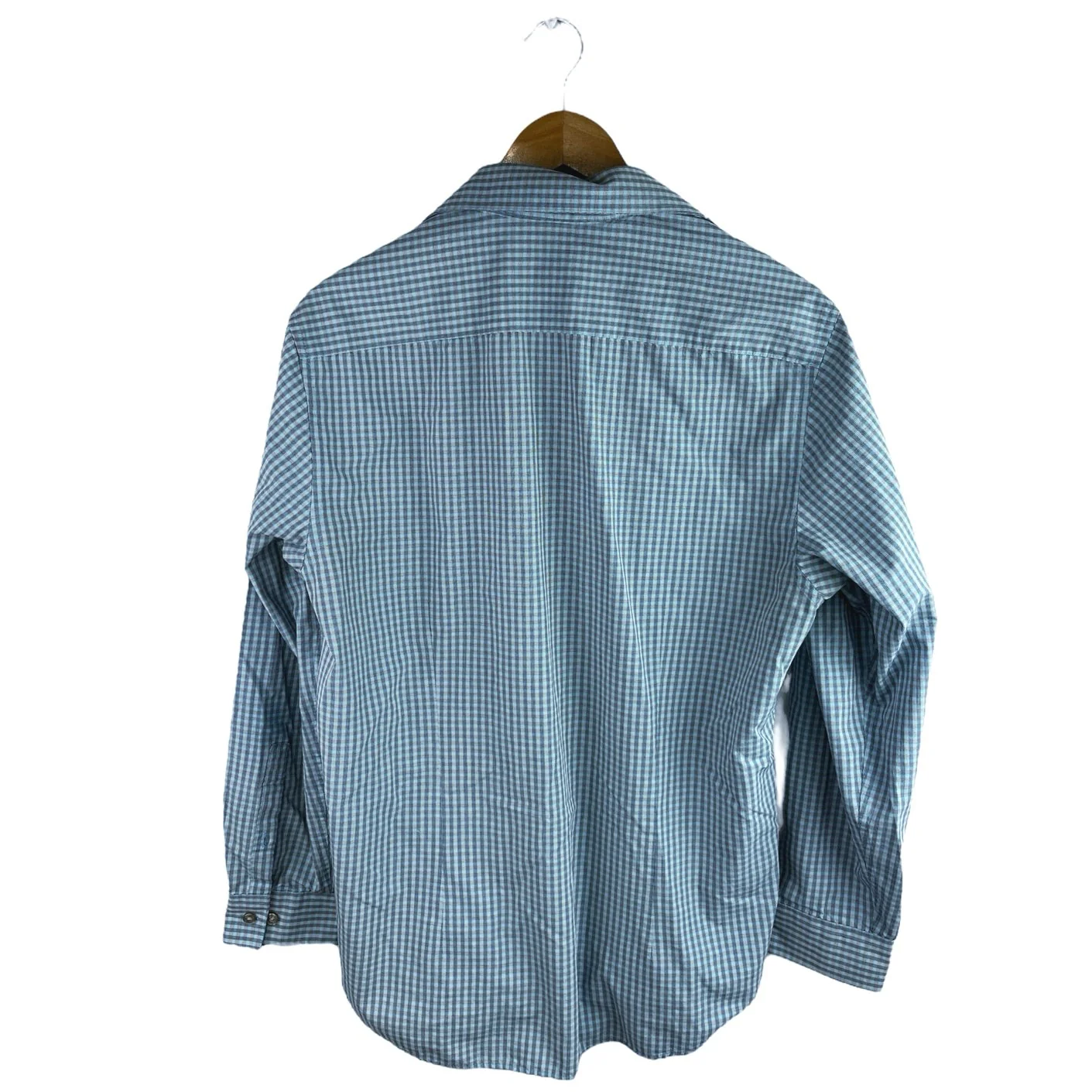 Kenneth Cole Reaction Men;s Blue Plaid Slim Fit Button Down Shirt Top Size 32-33 - Image 2