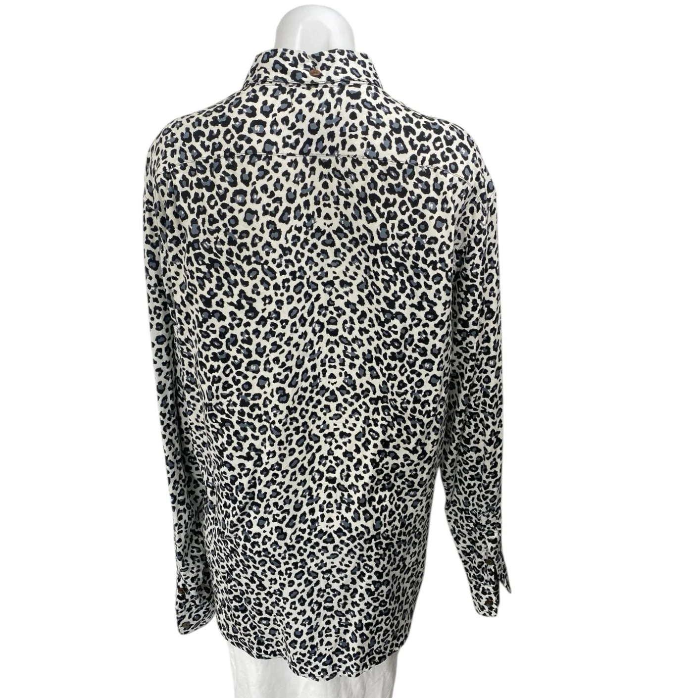 Kenny Flowers Black White Leopard Animal Print Long Sleeve Button Up Shirt Top L - Image 2