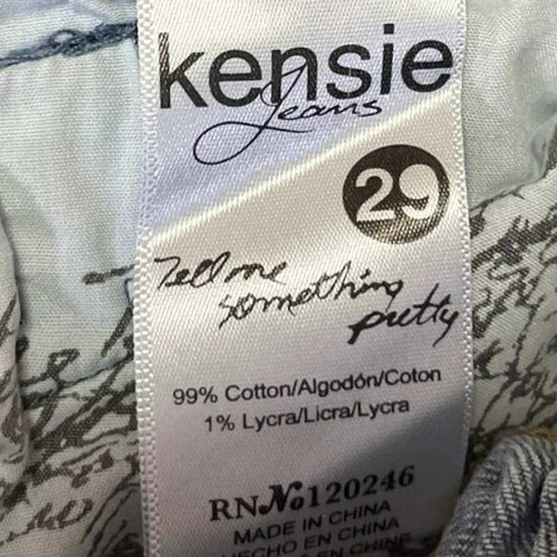 Kensie Blue Patchworks Mid Rise Distressed Raw Hem Cut-off Denim Jeans Shorts 29 - Image 7