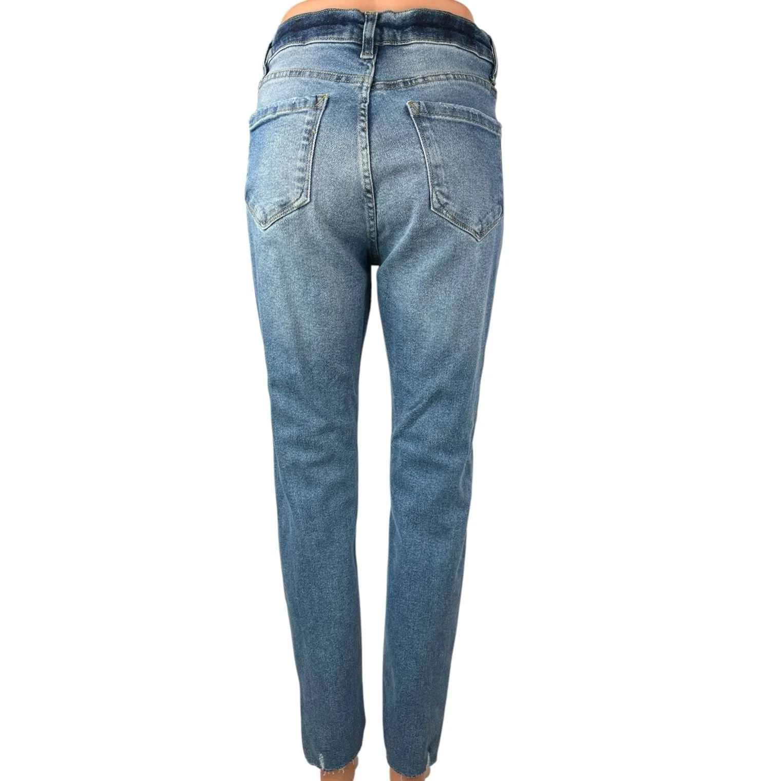 Kensie Women's Blue Ultimate High Rise Skinny Distressed Crop Denim Jeans Size 6 - Image 3