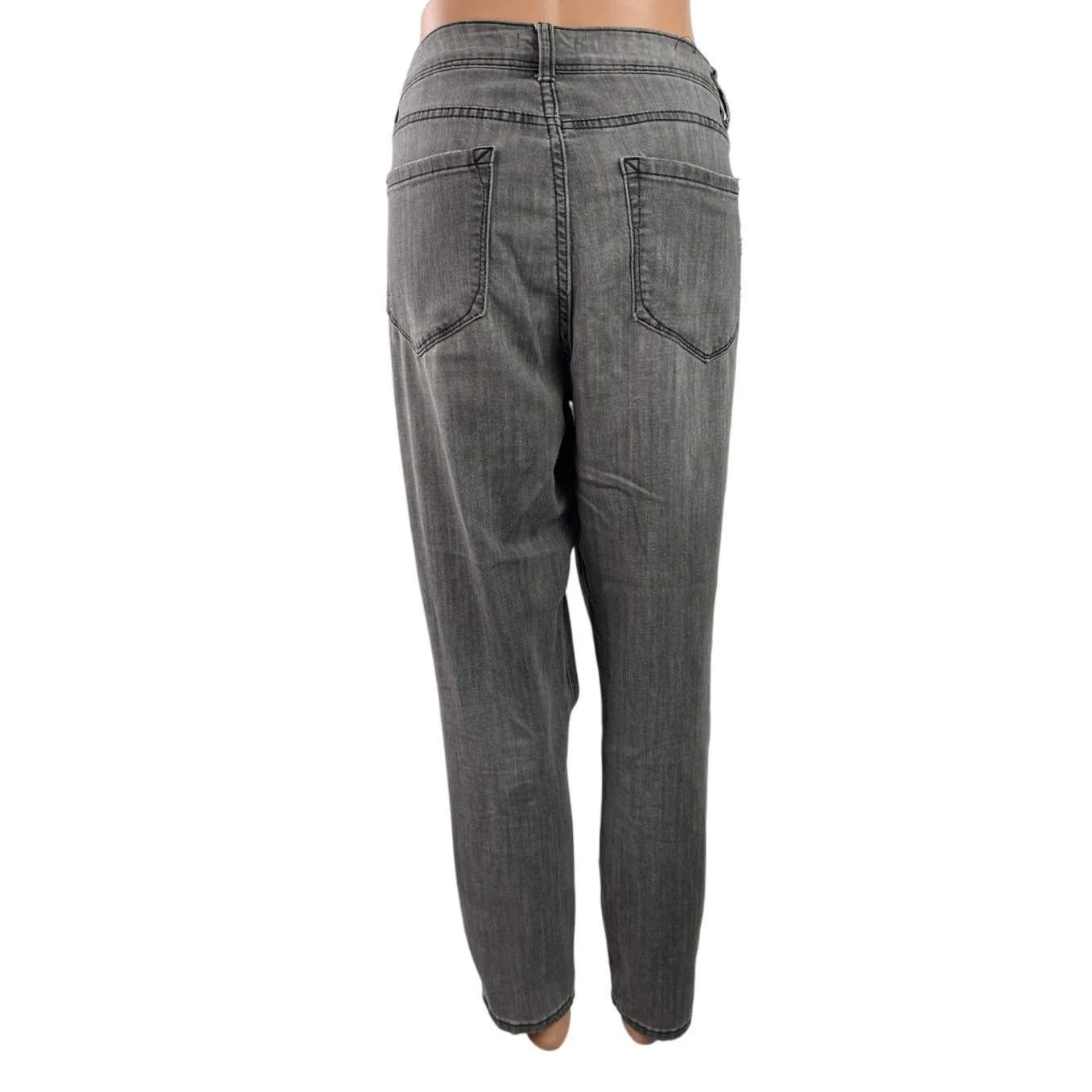 Kensie Women's Gray High Waisted Acid Wash Straight Leg Denim Jeans Pants Sz 12 - Image 3