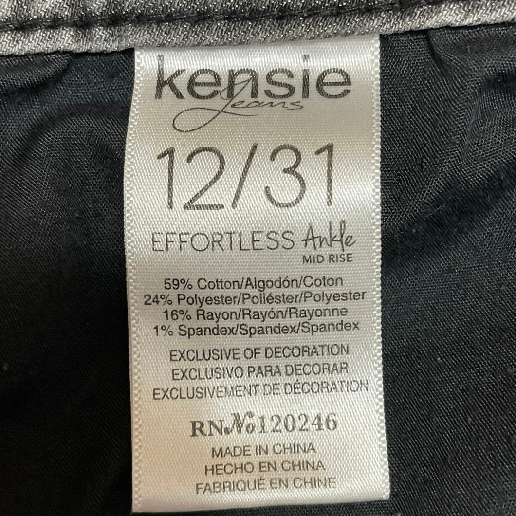 Kensie Women's Gray High Waisted Acid Wash Straight Leg Denim Jeans Pants Sz 12 - Image 4