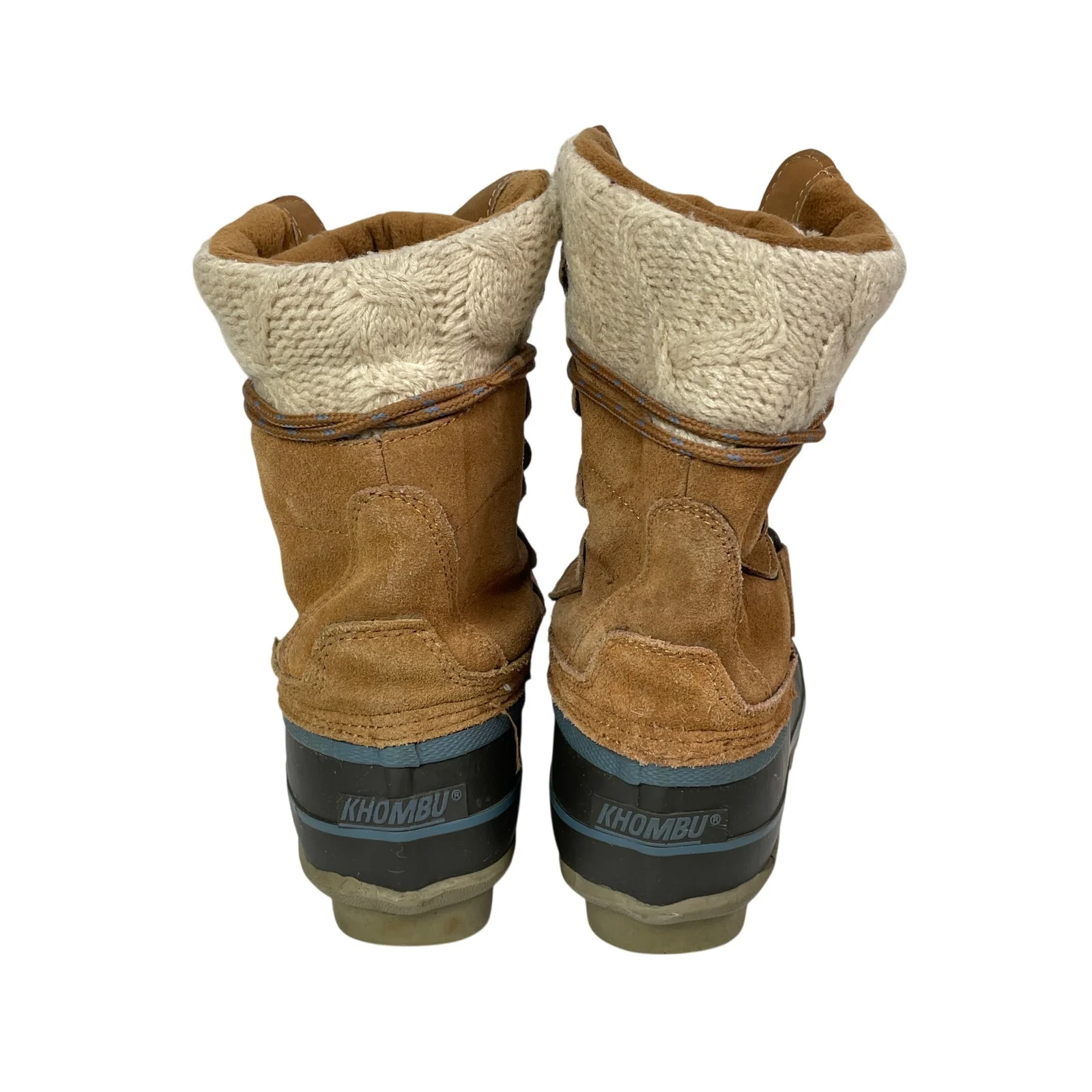 Khombu Cozy Brown Faux Fur Leather Lace Up Waterproof Snow Duck Boots Shoes 6M - Image 3