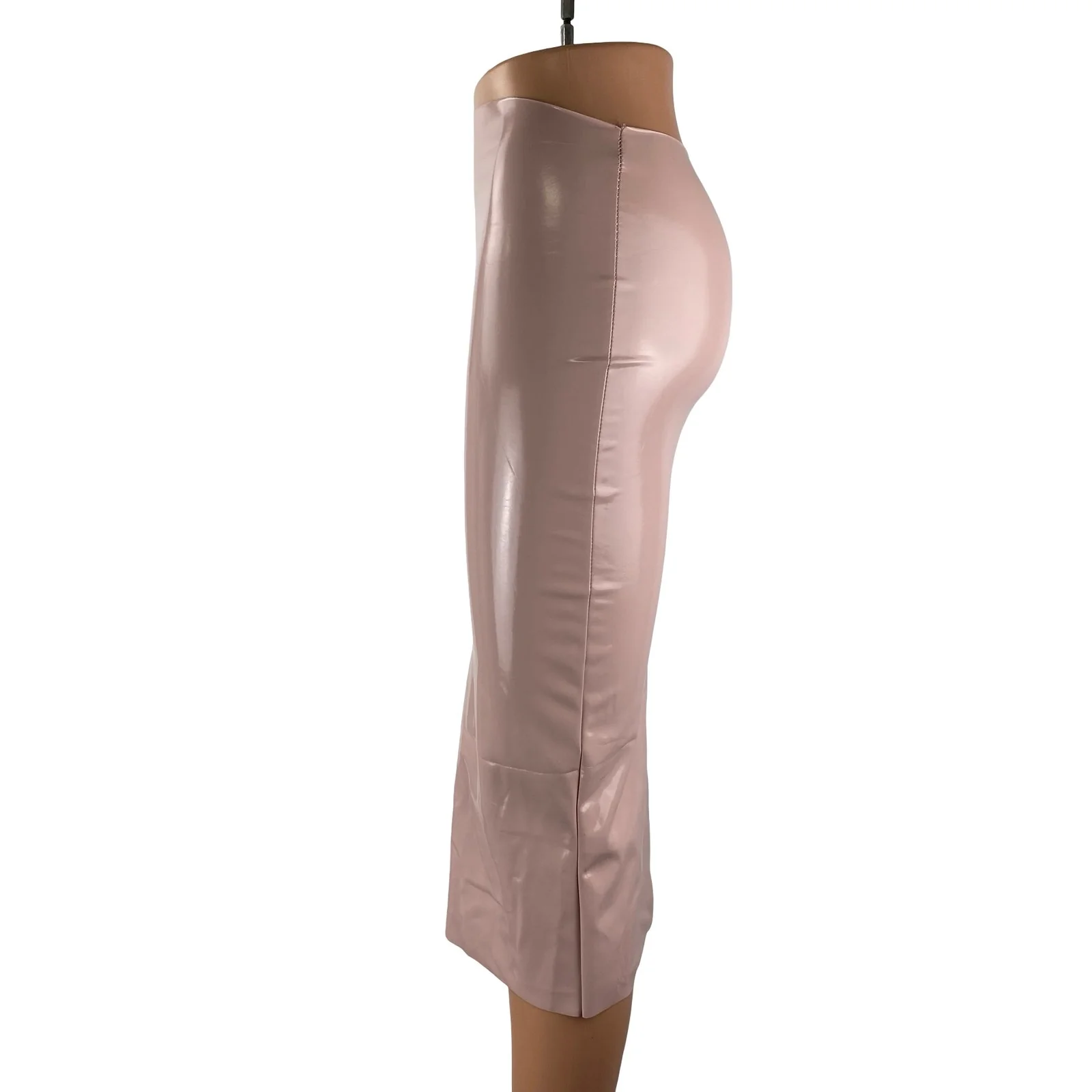 Kikiriki Women's Faux Vegan Leather Vinyl High Rise Midi Pencil Bodycon Skirt S - Image 3