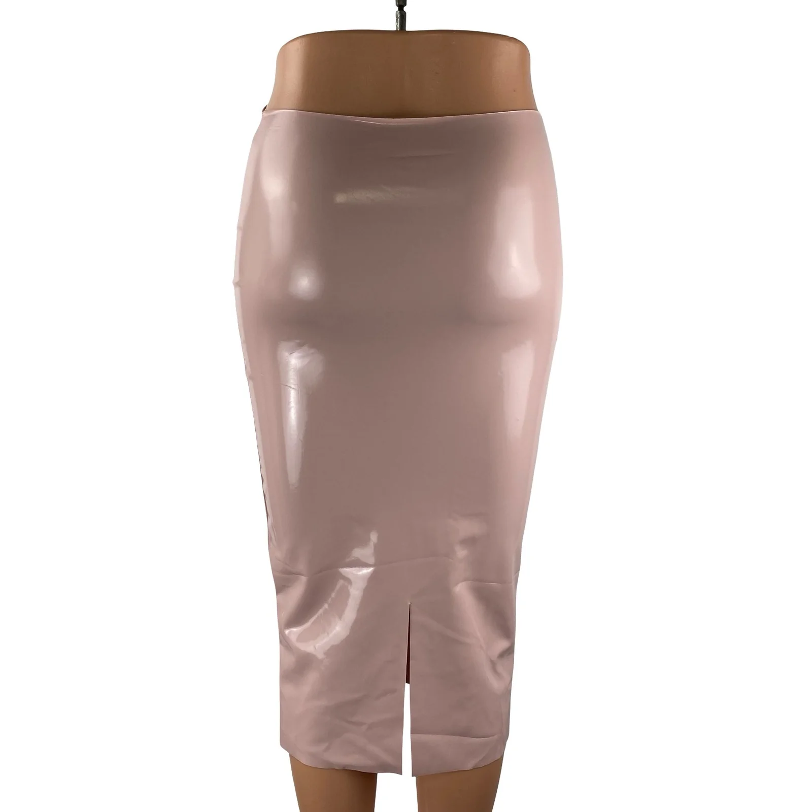 Kikiriki Women's Faux Vegan Leather Vinyl High Rise Midi Pencil Bodycon Skirt S - Image 4
